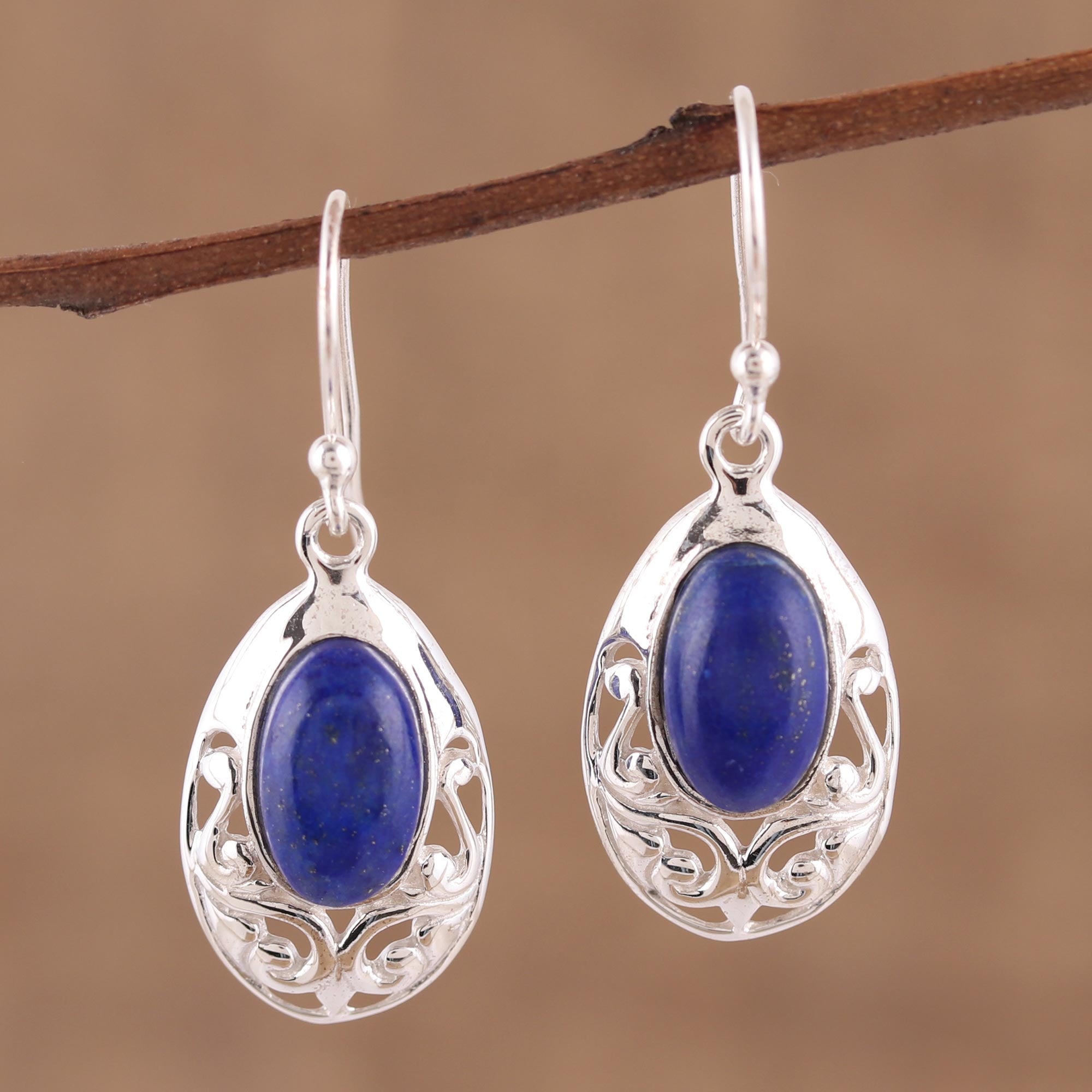 Premium Lapis Lazuli Sterling Silver Dangle Earrings - Ultimate Elegance