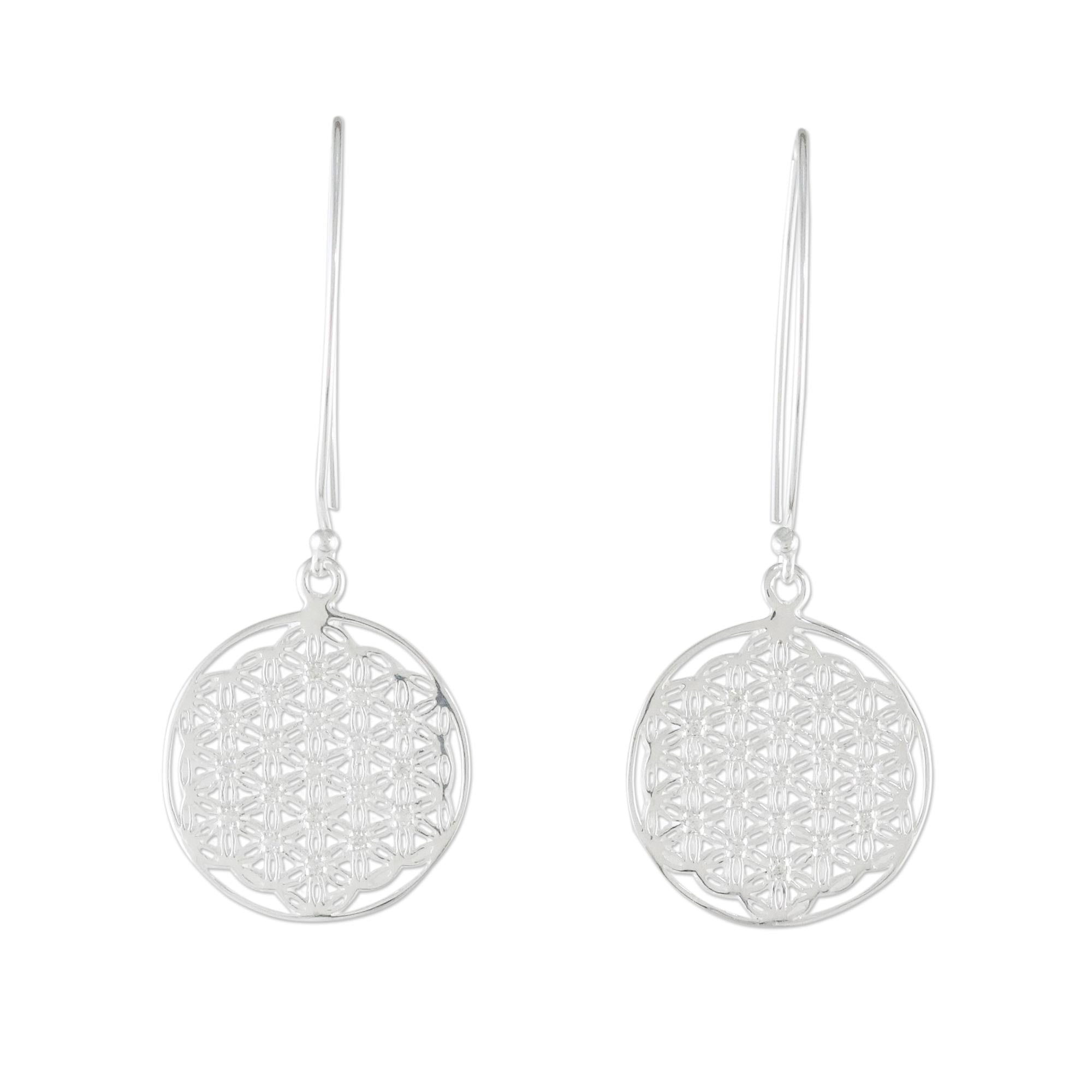 Premium Fractal Circle Dangle Earrings with Cubic Zirconia – Ultimate Sparkle & Elegance