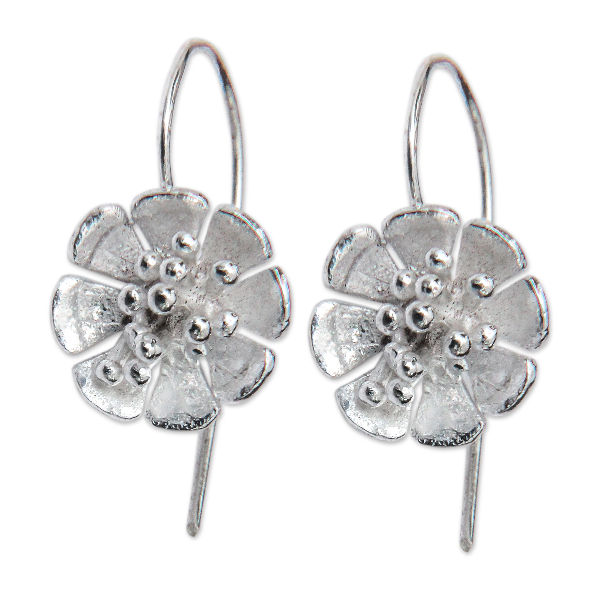 Premium Petite Azalea Silver Drop Earrings - Handmade in Bali