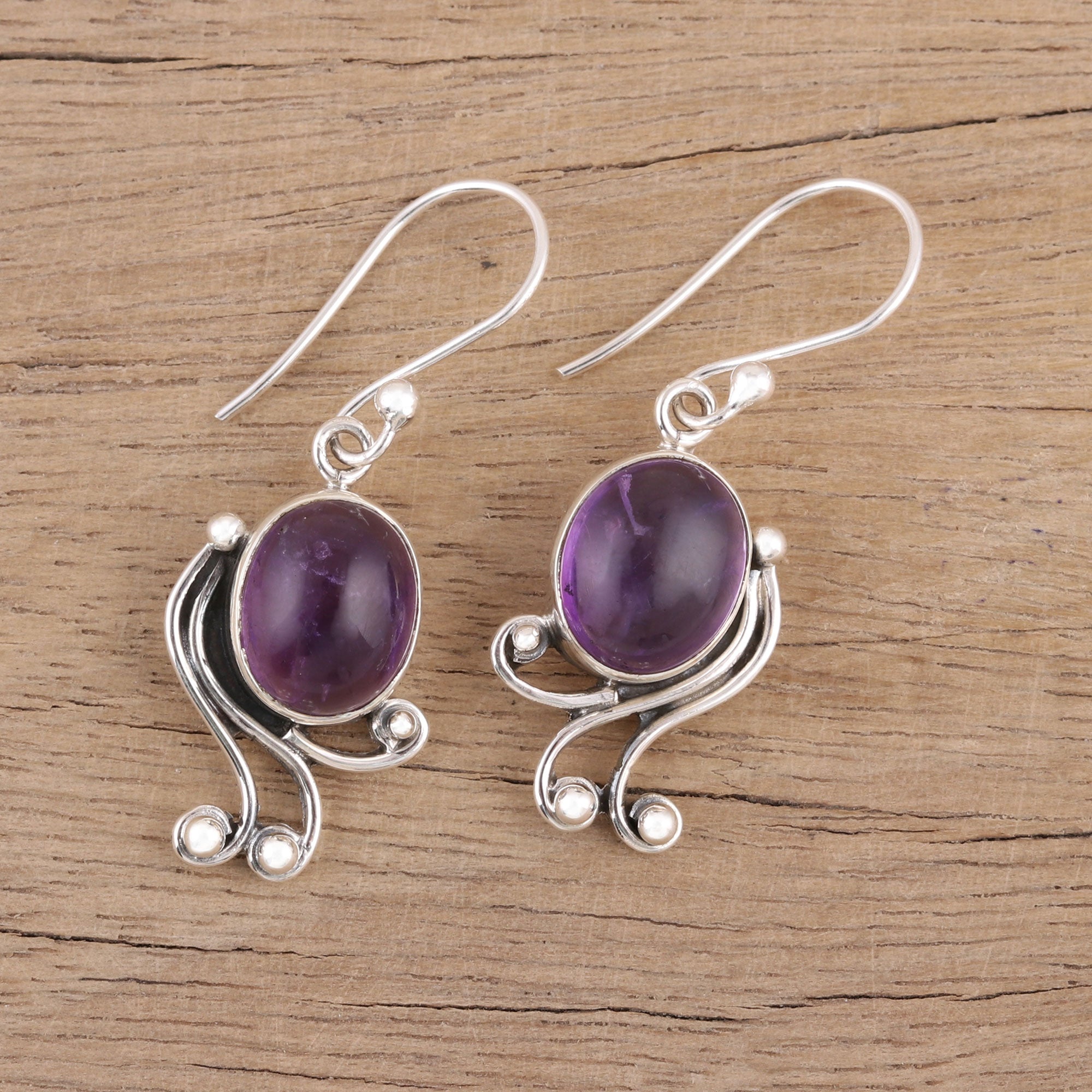 Premium Handcrafted 925 Sterling Silver Amethyst Dangle Earrings - Timeless Elegance