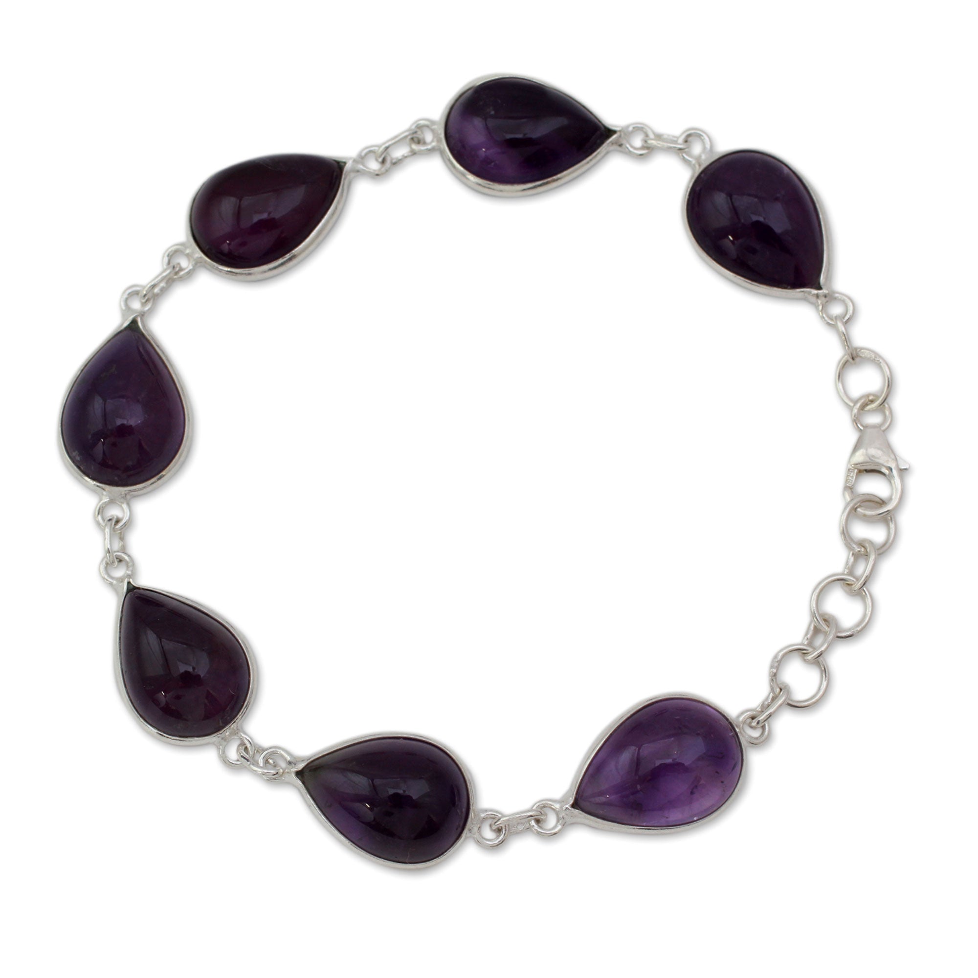 Premium Amethyst & Sterling Silver Link Bracelet - Blissful Beauty Collection