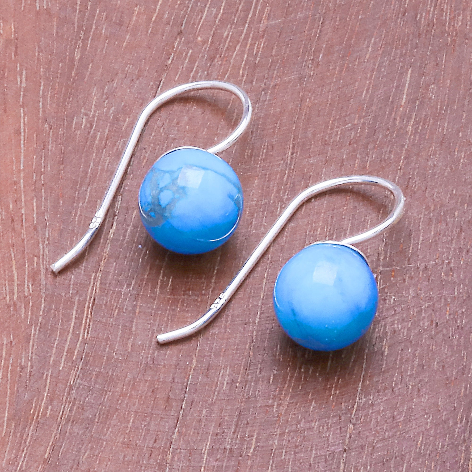 Premium Sterling Silver & Reconstituted Turquoise Drop Earrings – Elegant Handcrafted Design