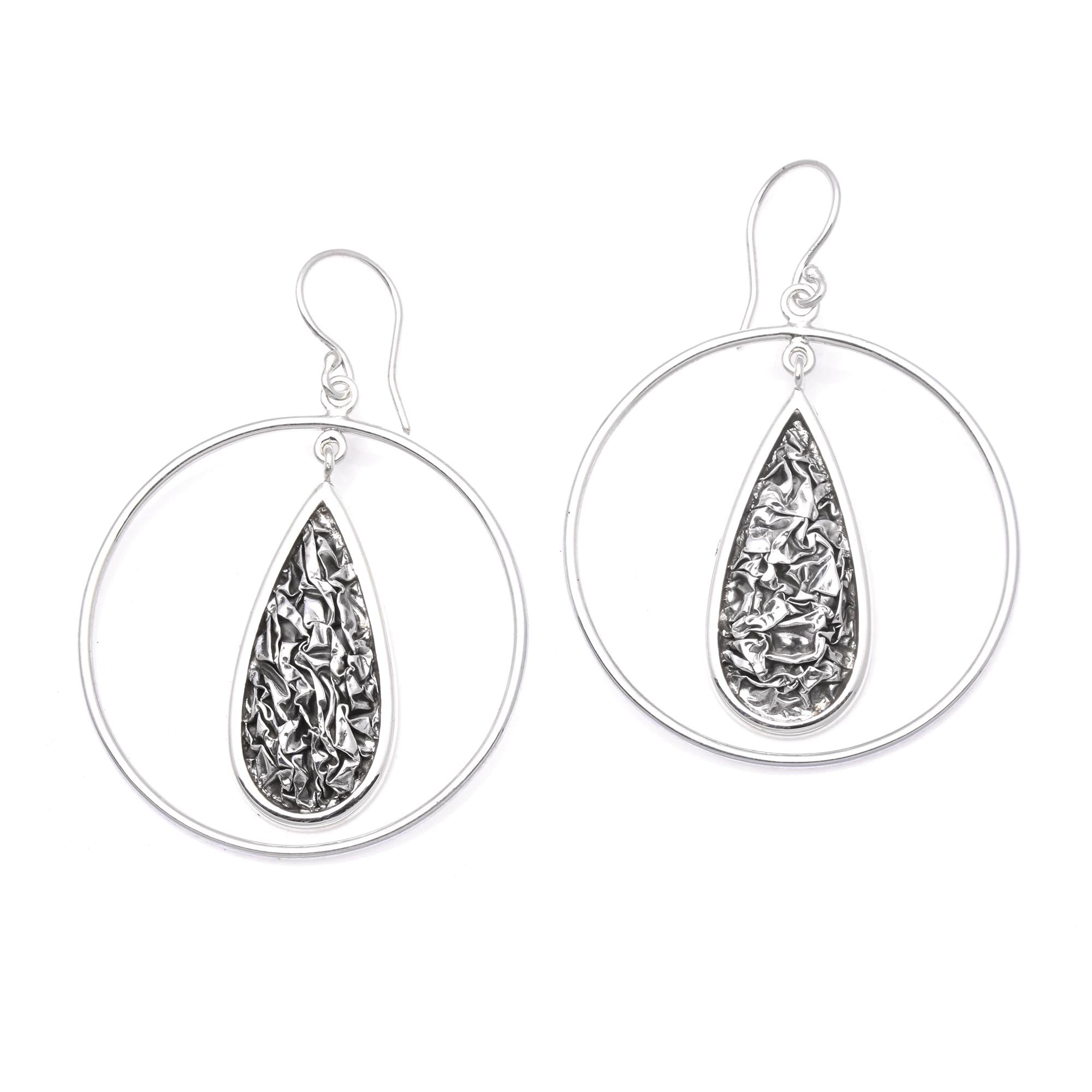 Premium Contour Drops Sterling Silver Dangle Earrings