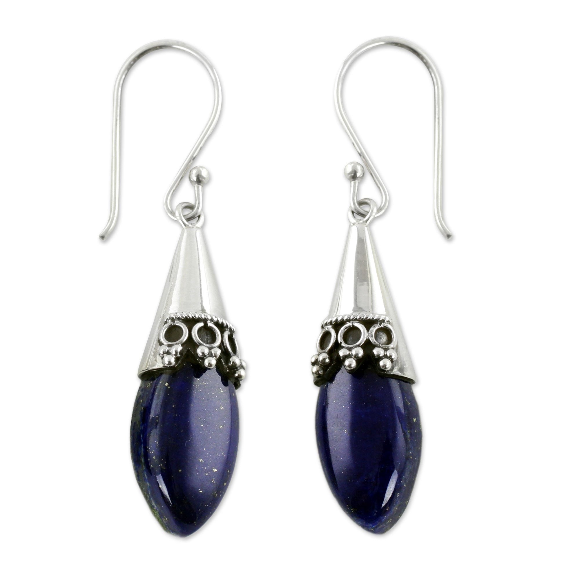 Premium Lapis Lazuli & Sterling Silver Hook Earrings