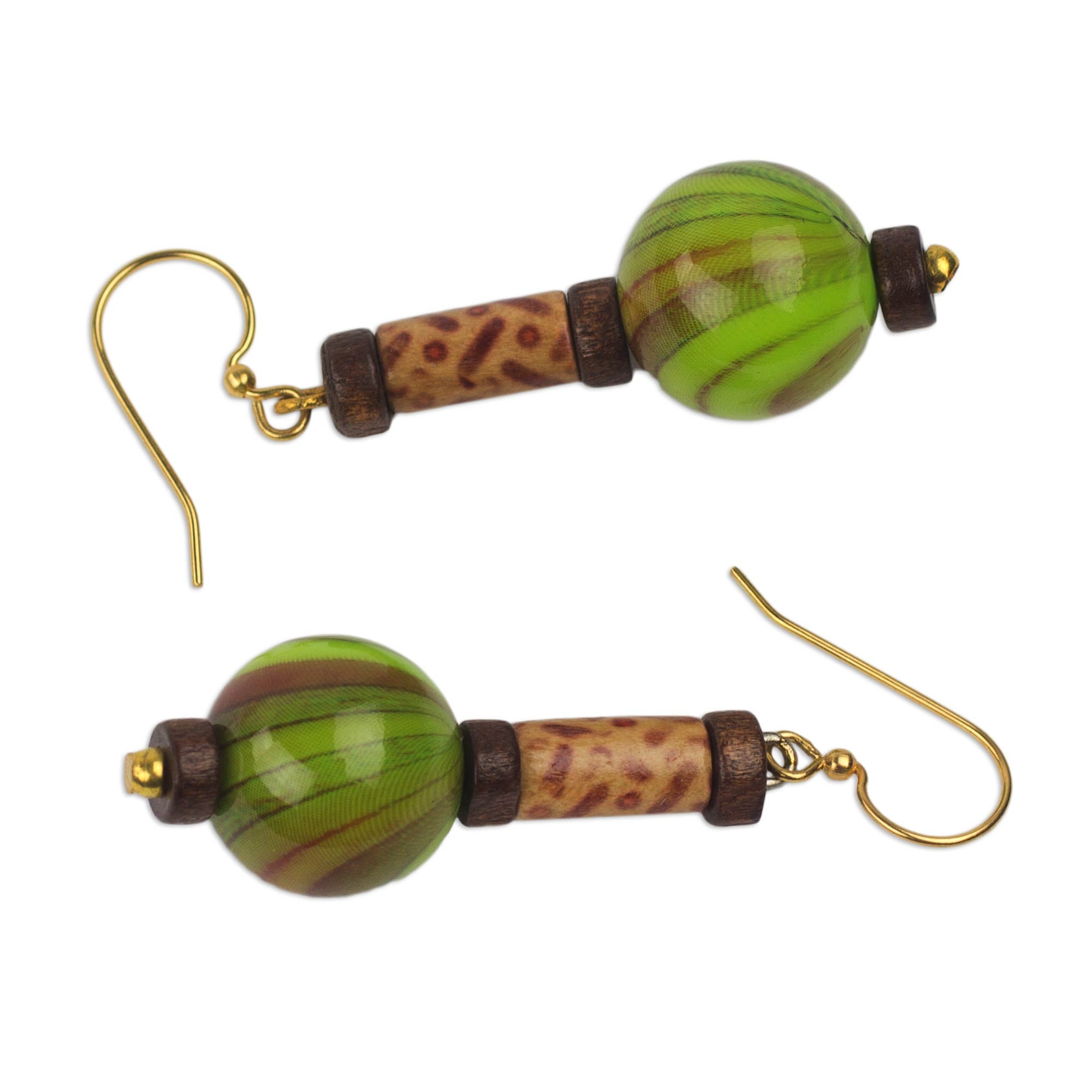 Premium Handcrafted Sese Wood & Recycled Plastic Dangle Earrings