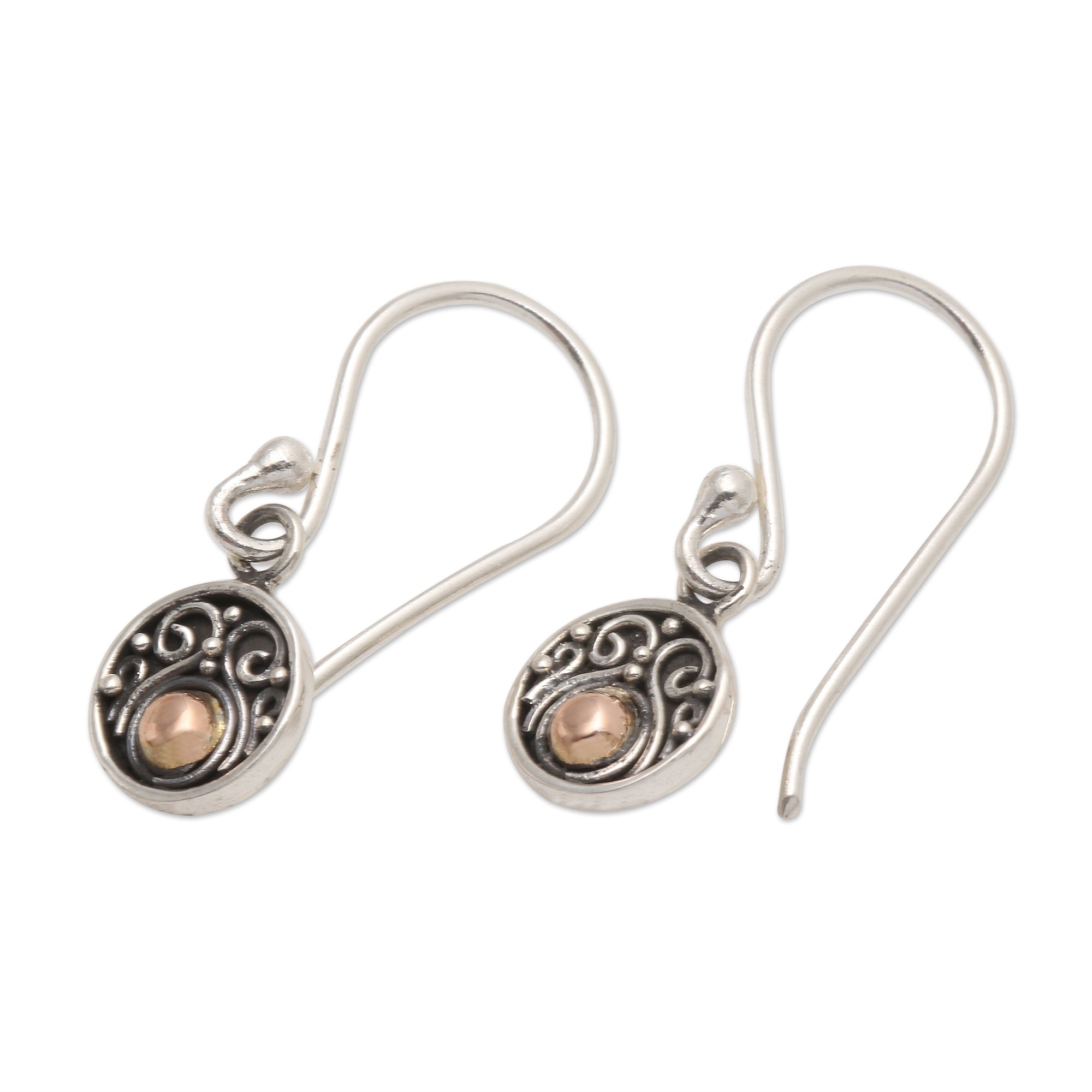 Premium Delicate Balance Gold Accented Sterling Silver Dangle Earrings