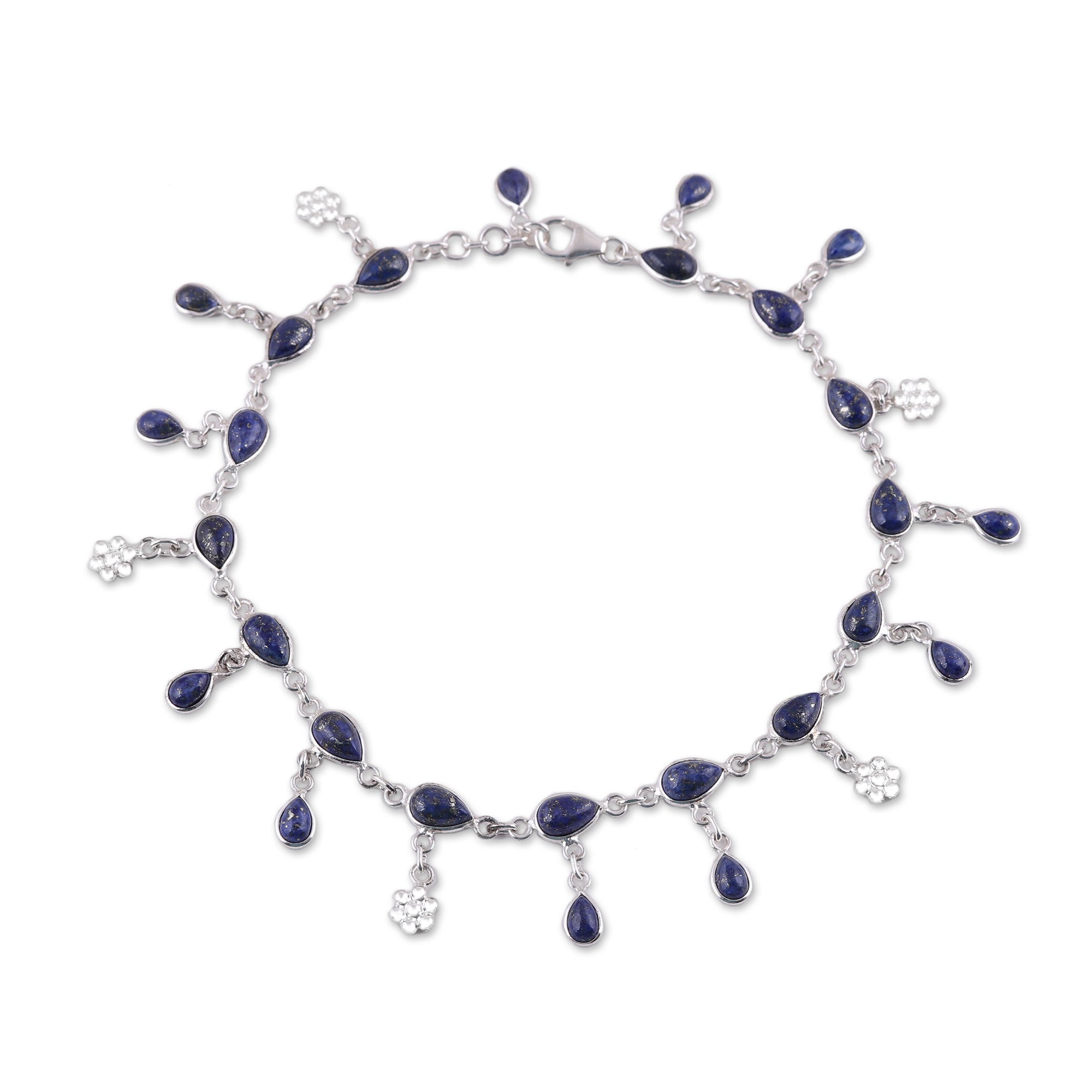 Premium Handmade Lapis Lazuli Sterling Silver Anklet – Elegant & Modern Jewelry