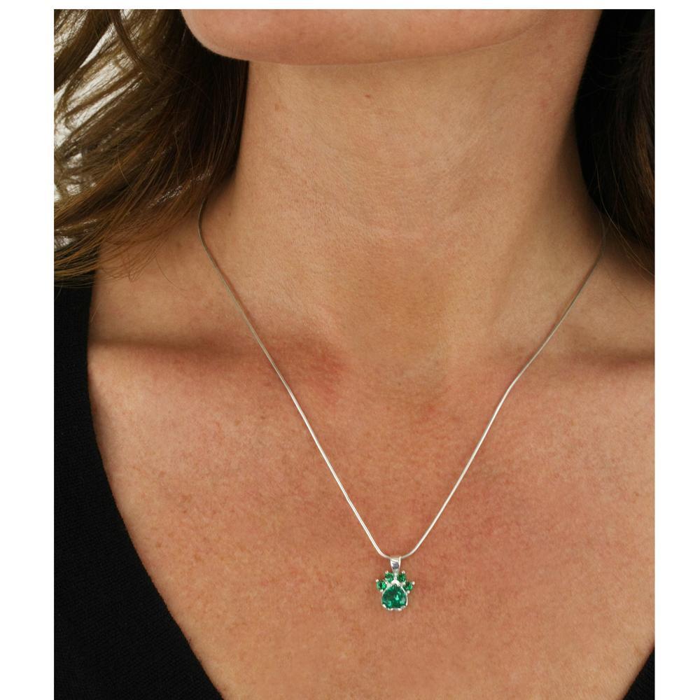 Premium Paw Print Birthstone Necklace - Handmade Sterling Silver