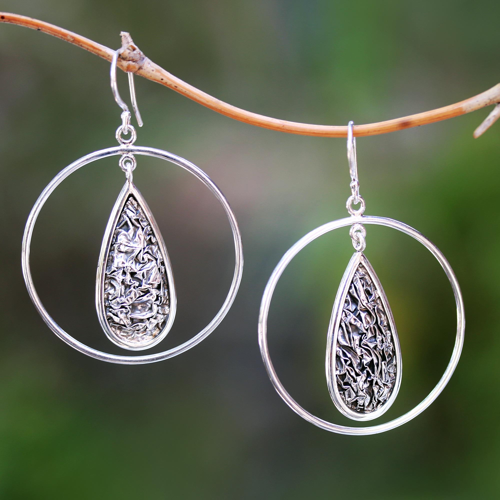 Premium Contour Drops Sterling Silver Dangle Earrings