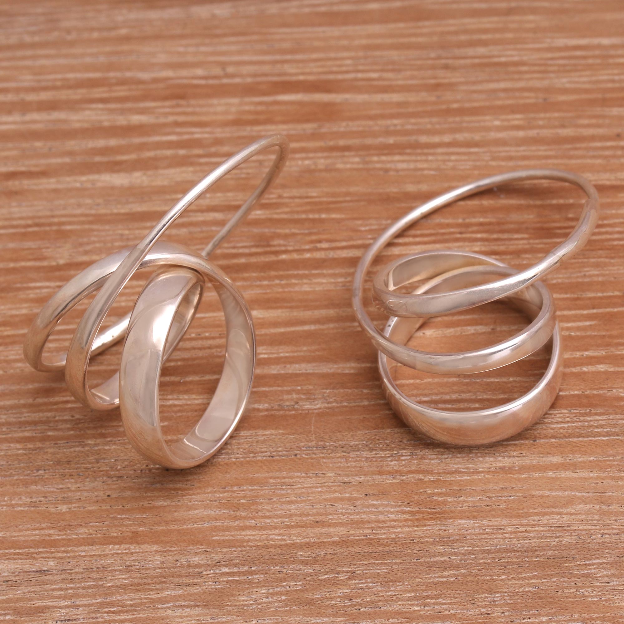 Premium Modern Curls Sterling Silver Hoop Earrings