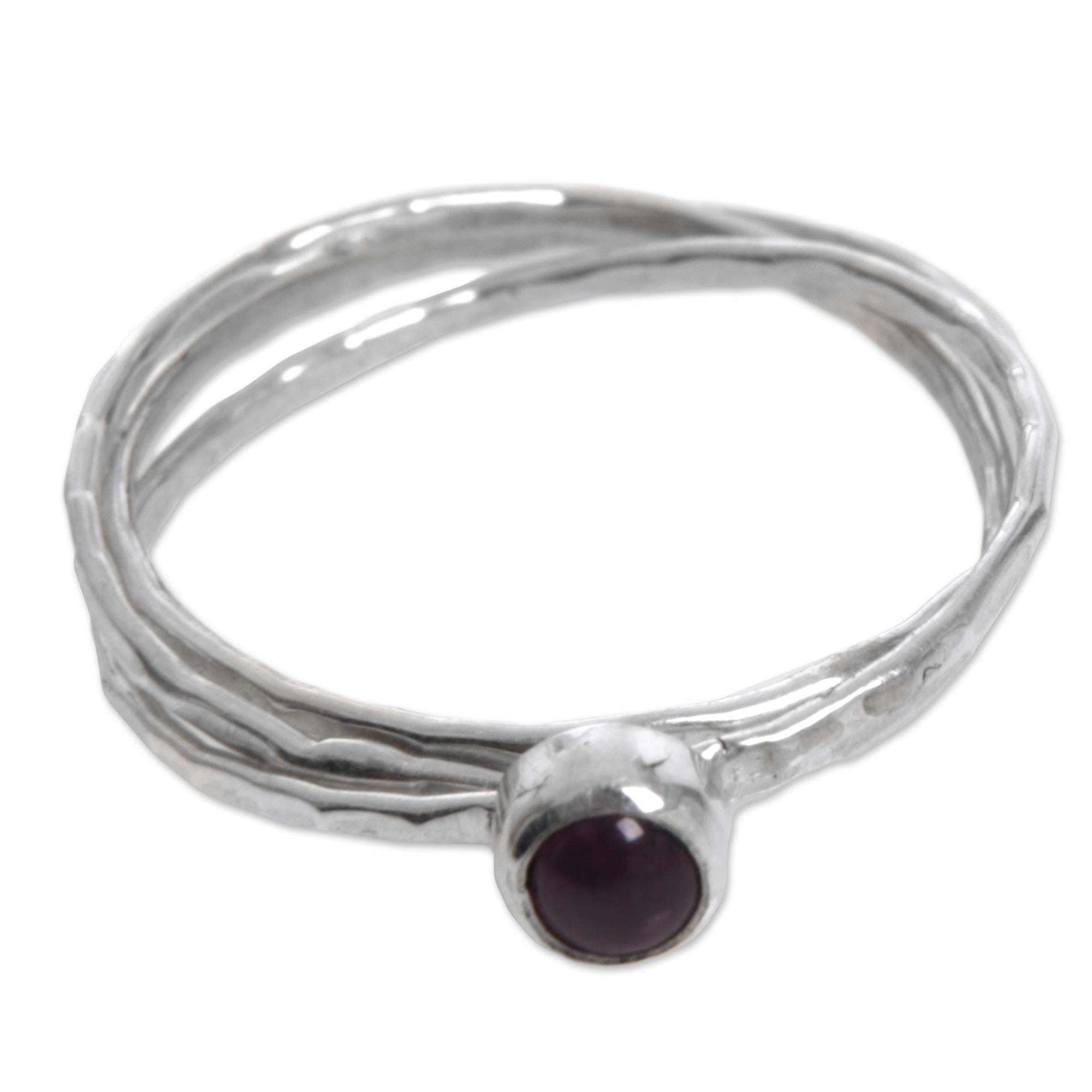 Premium Magical Essence Red Garnet Sterling Silver Solitaire Ring - Handcrafted in Indonesia