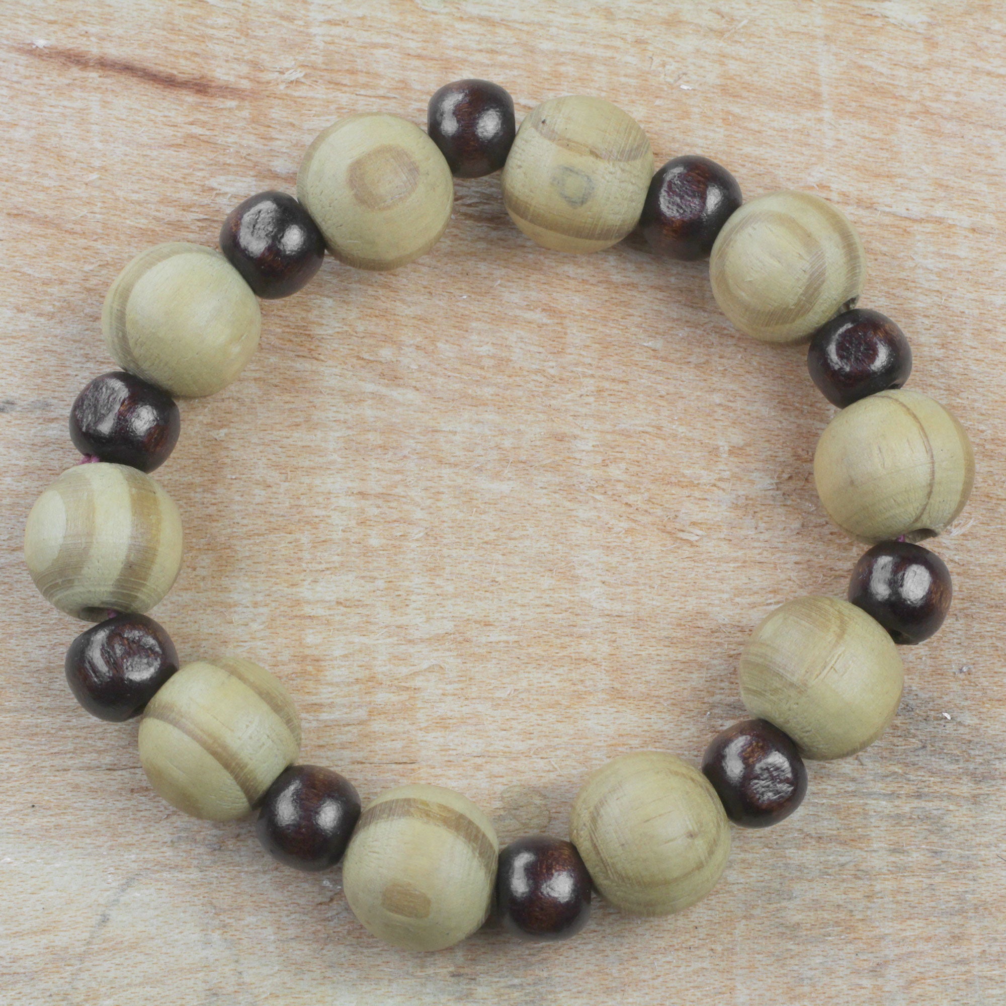 Premium Handcrafted Sese Wood Beaded Stretch Bracelet - Artisan Jewelry from Ghana