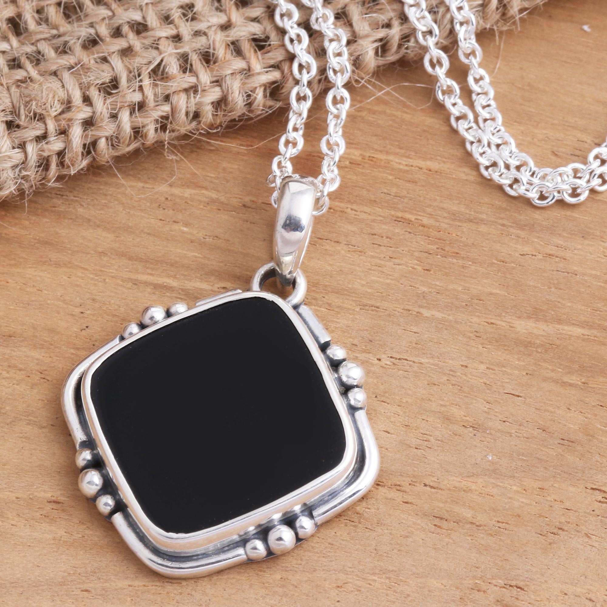 Premium Black Onyx Sterling Silver Pendant Necklace - Ultimate Elegance