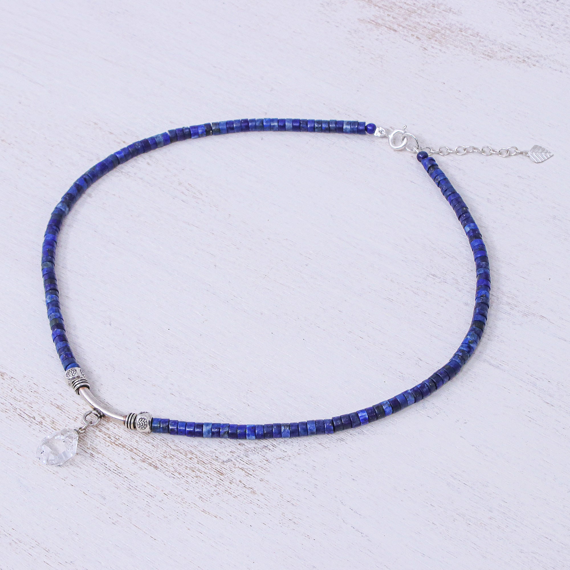 Premium Wild Moon Handmade Clear Quartz & Lapis Lazuli Pendant Necklace