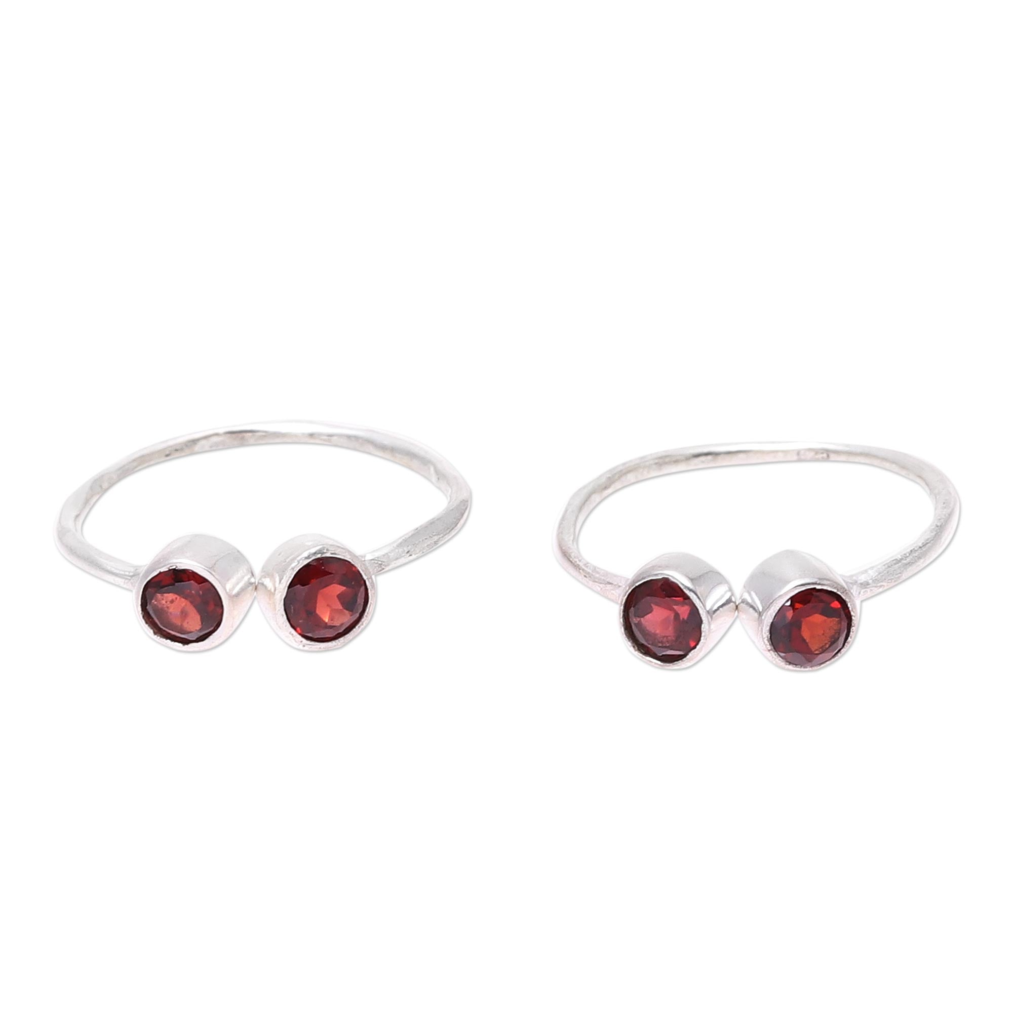 Premium Twin Elegance Sparkling Garnet Toe Rings - Handcrafted in India (Pair)