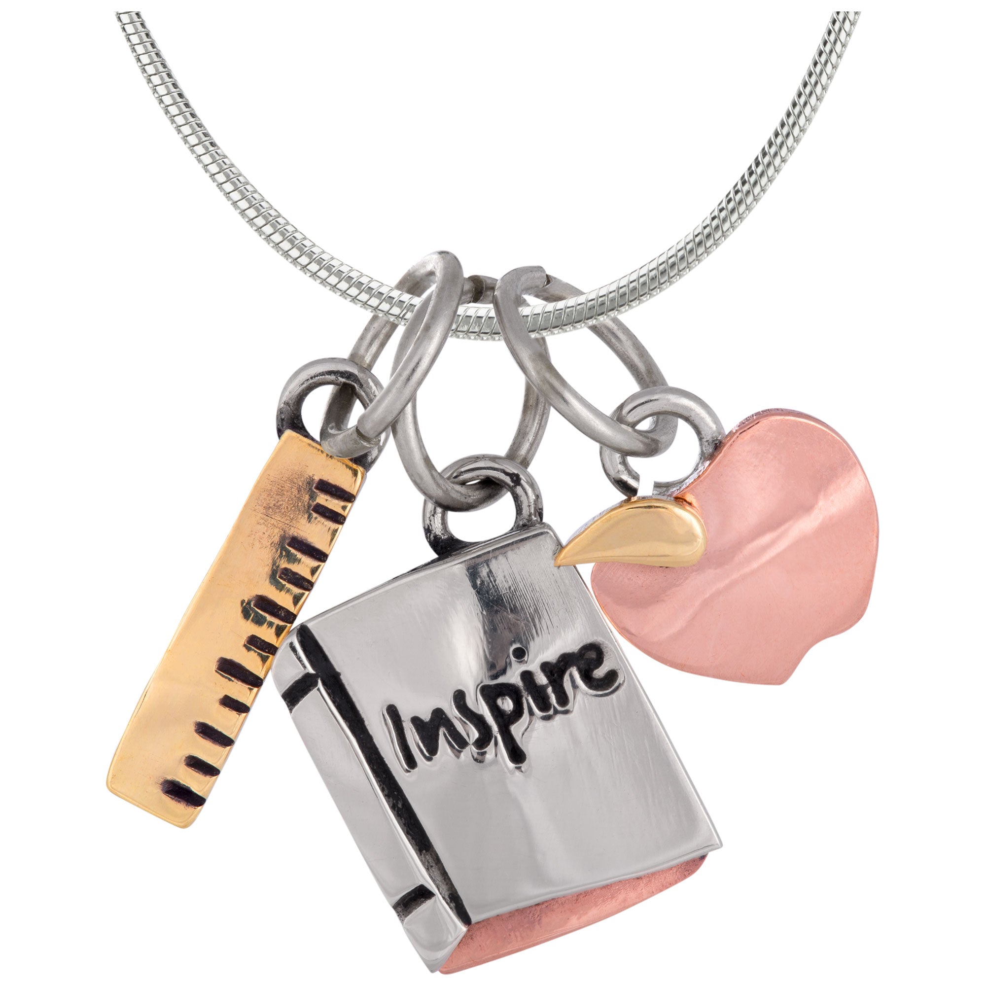 Premium Teacher Appreciation Mixed Metal Necklace - Teach Love Inspire