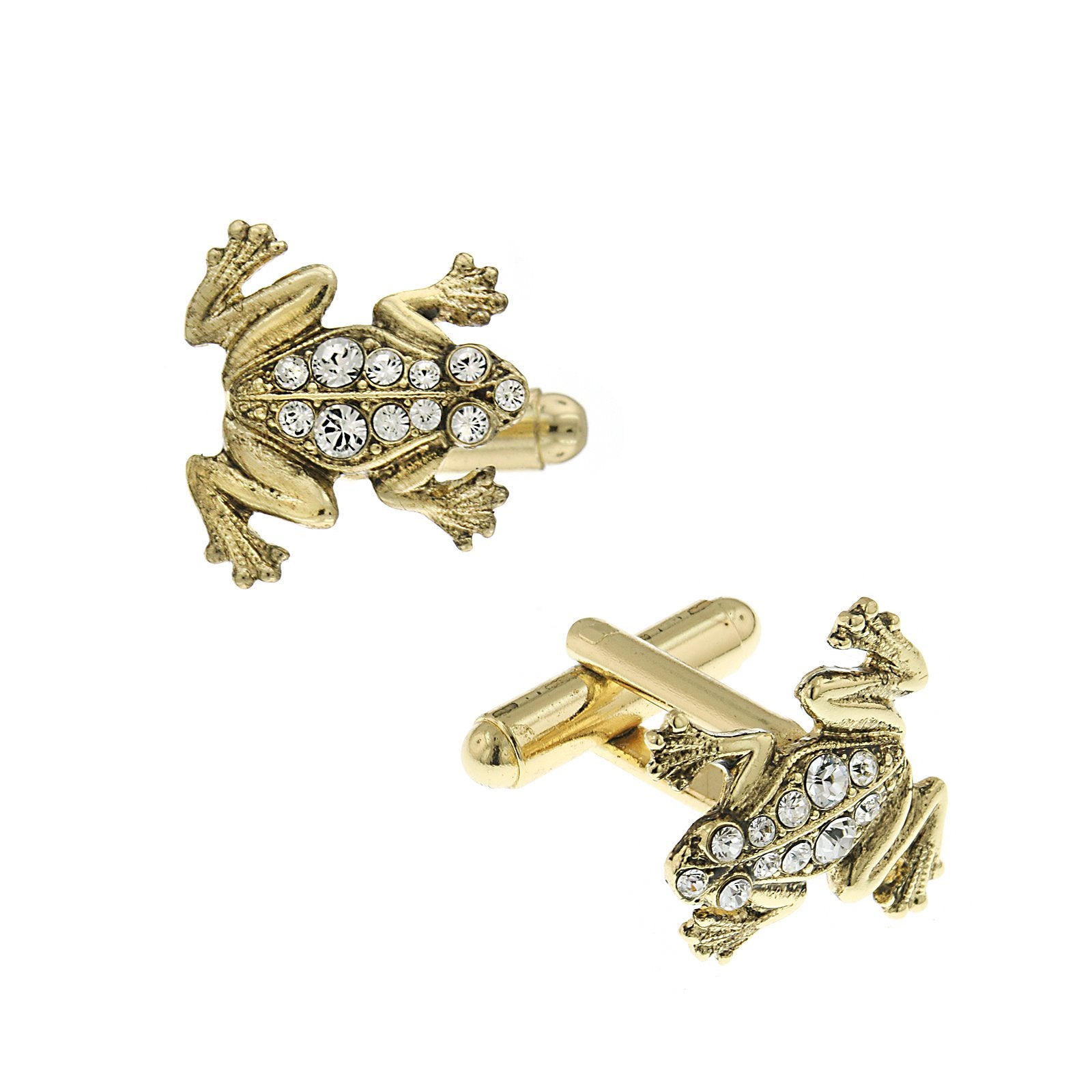 Premium 14K Gold Dipped Crystal Frog Cufflinks by 1928 Jewelry®