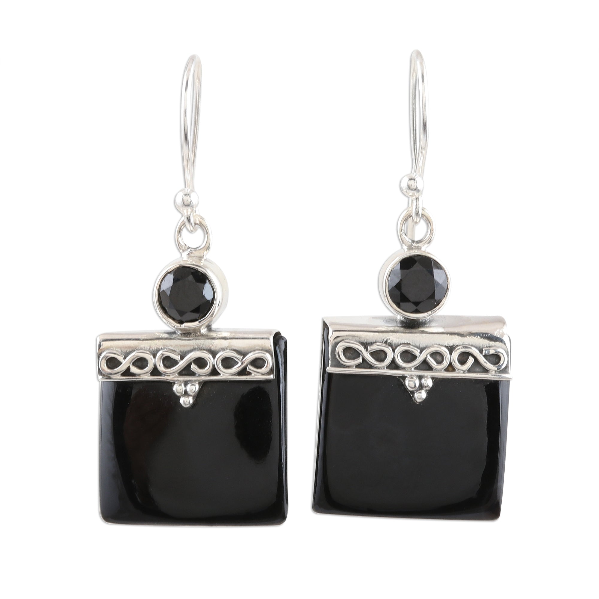 Premium Black Onyx & Sterling Silver Dangle Earrings - Ultimate Elegance