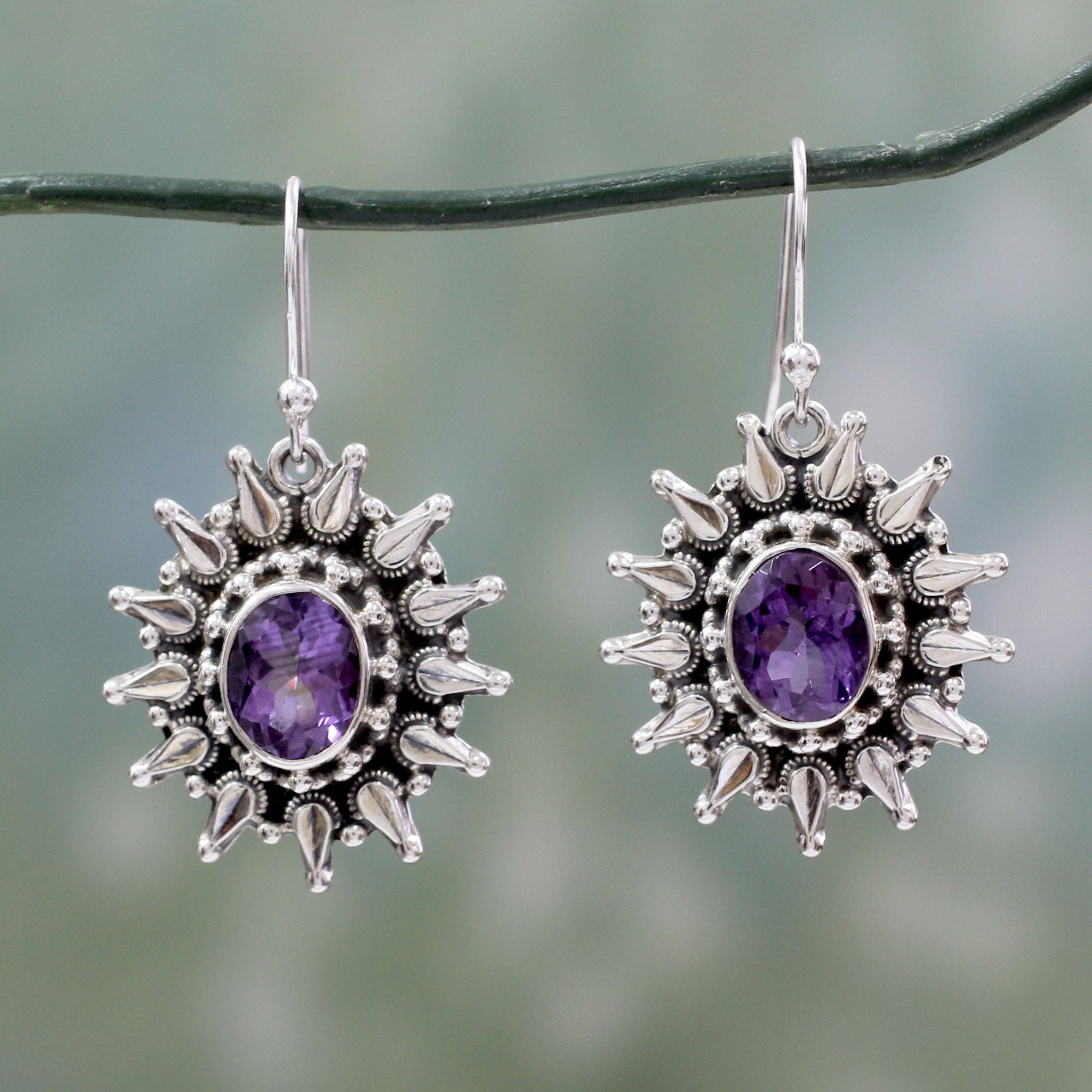 Premium Eternal Radiance Amethyst Earrings – 6 Carat Silver Artisan Jewelry