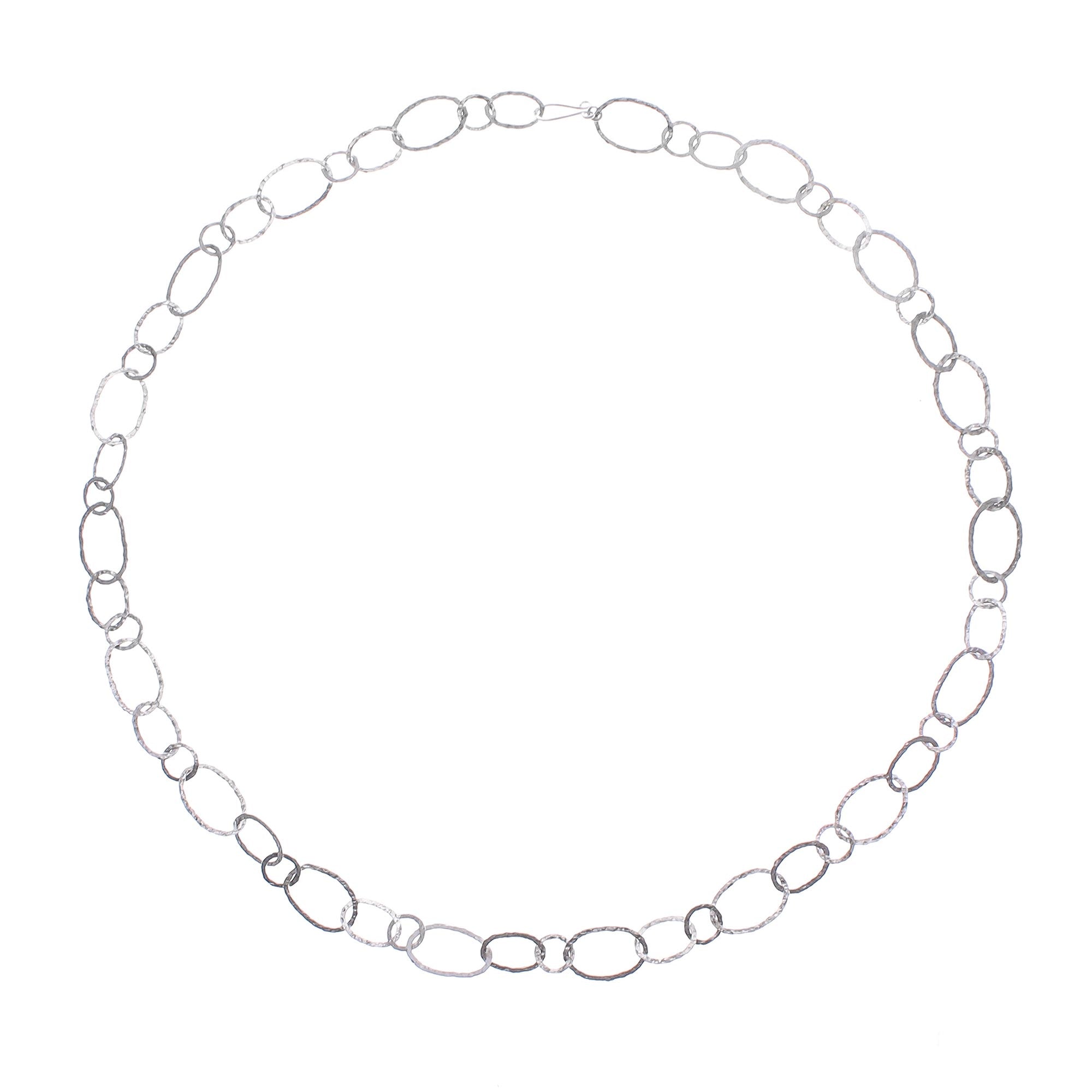 Premium Lanna Links Extra Long 950 Silver Hammered Necklace