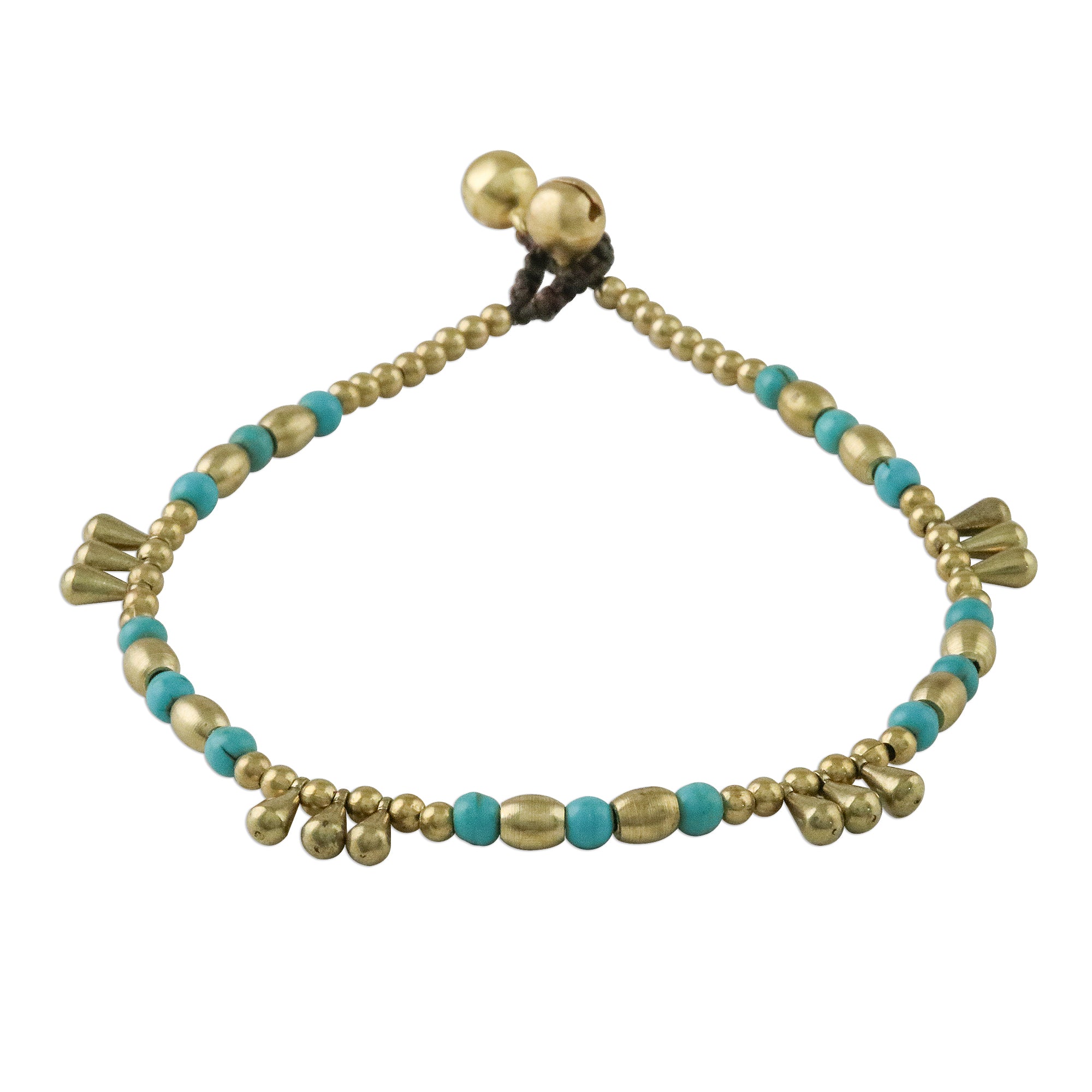 Premium Musical Wanderer Anklet – Handcrafted Calcite & Brass Jewelry from Thailand