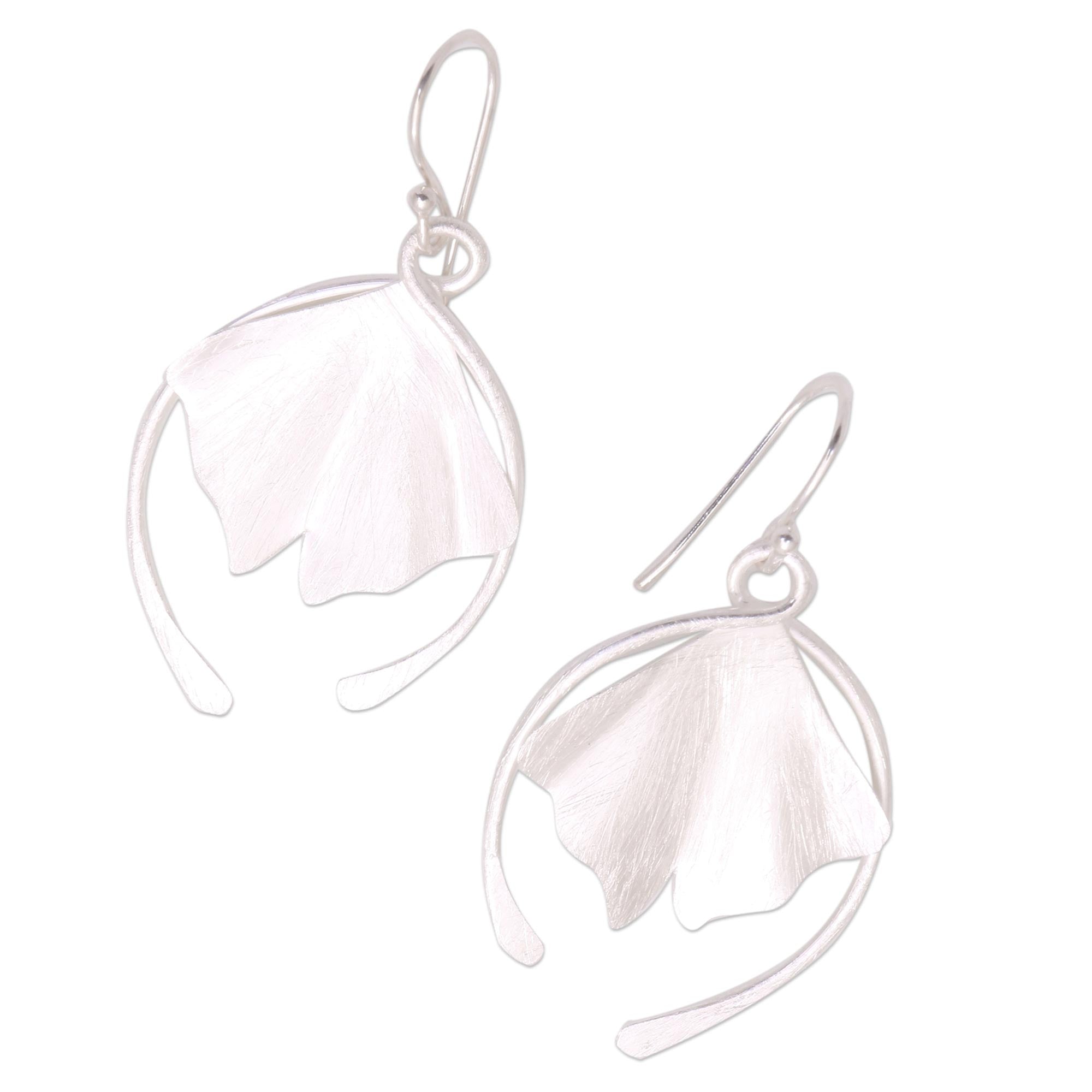 Premium Flying Petals Sterling Silver Dangle Earrings - Handcrafted in Bali