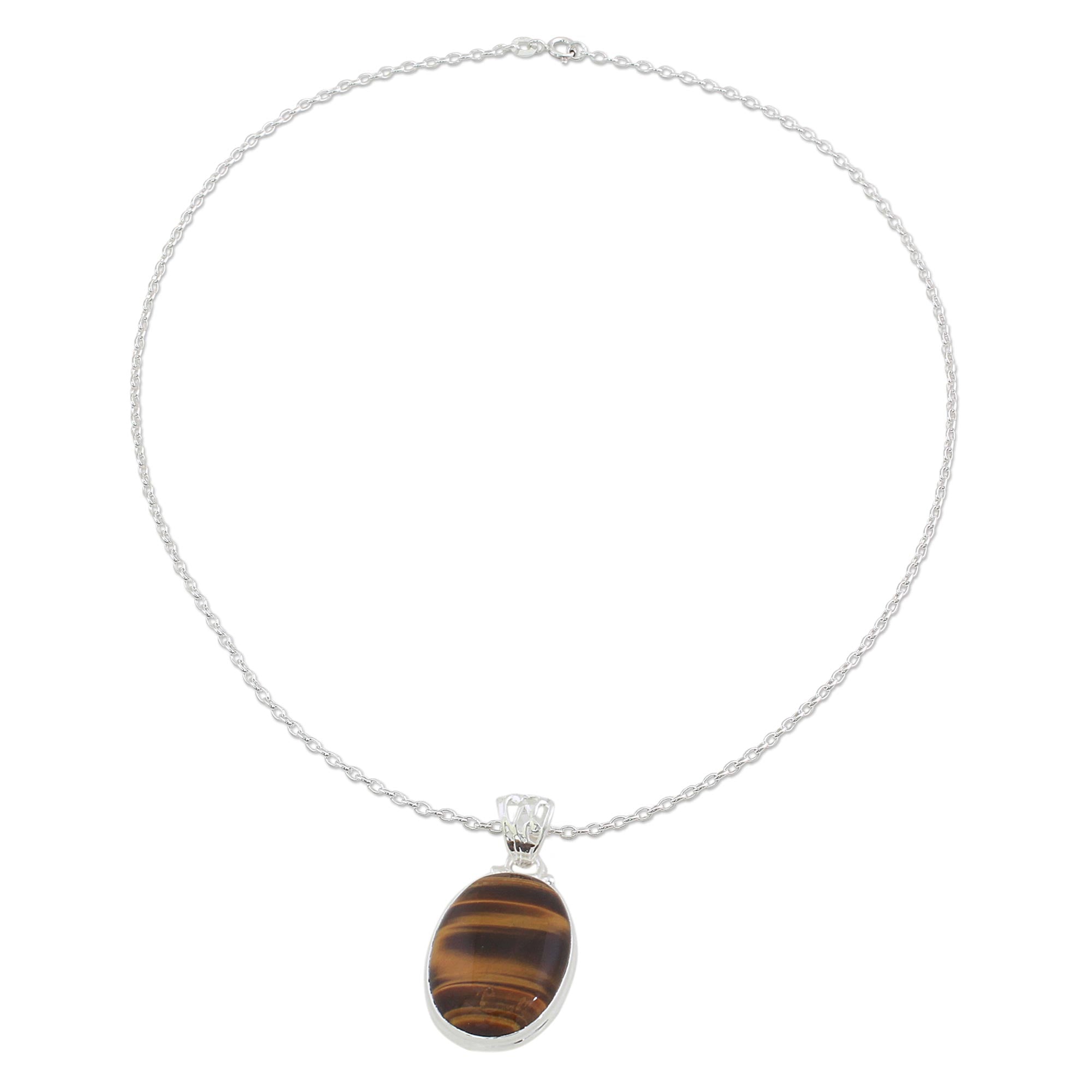 Premium Hypnotic Feline Tiger's Eye Silver Necklace