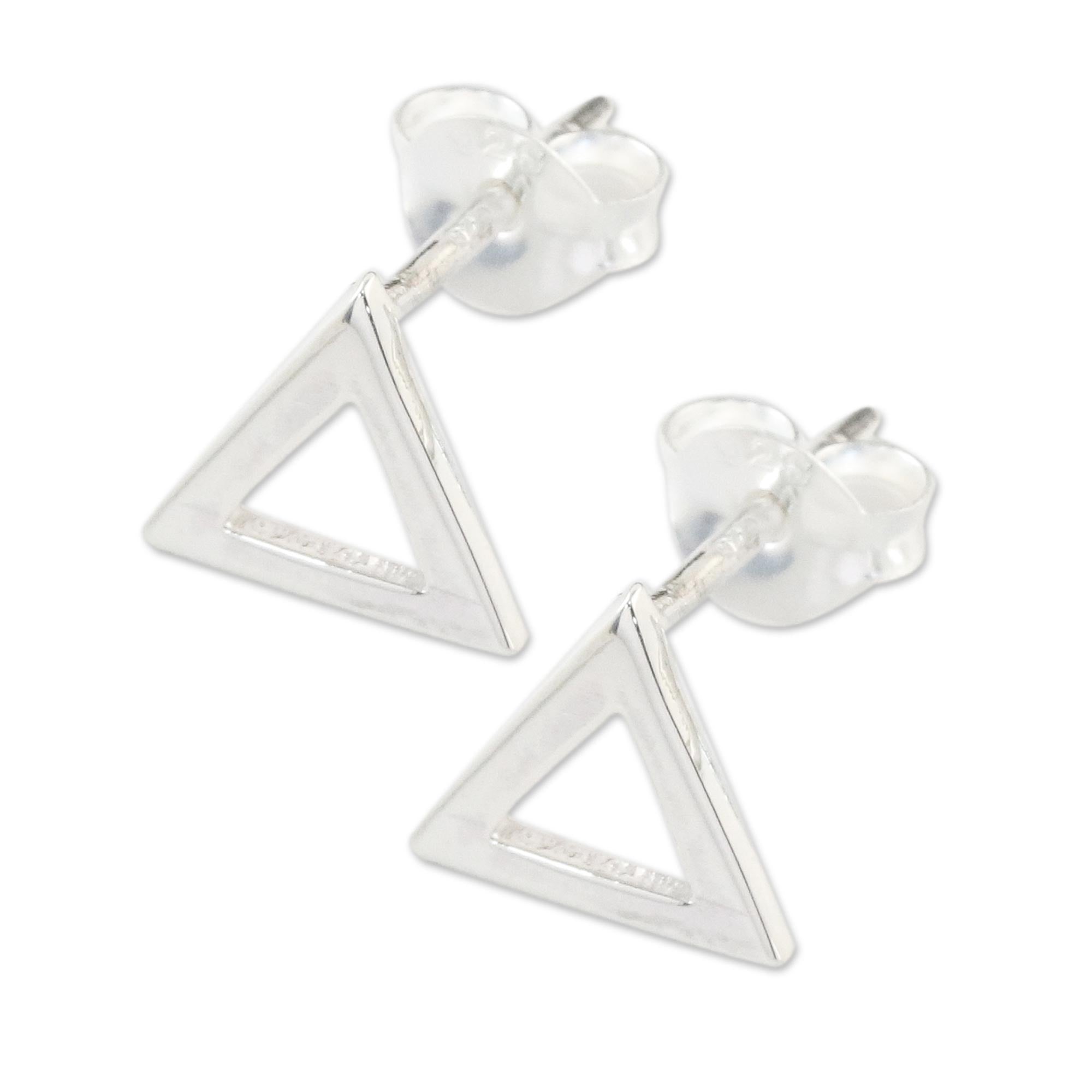 Premium Silver Triangle Stud Earrings - Handcrafted Sterling Silver Geometric Jewelry