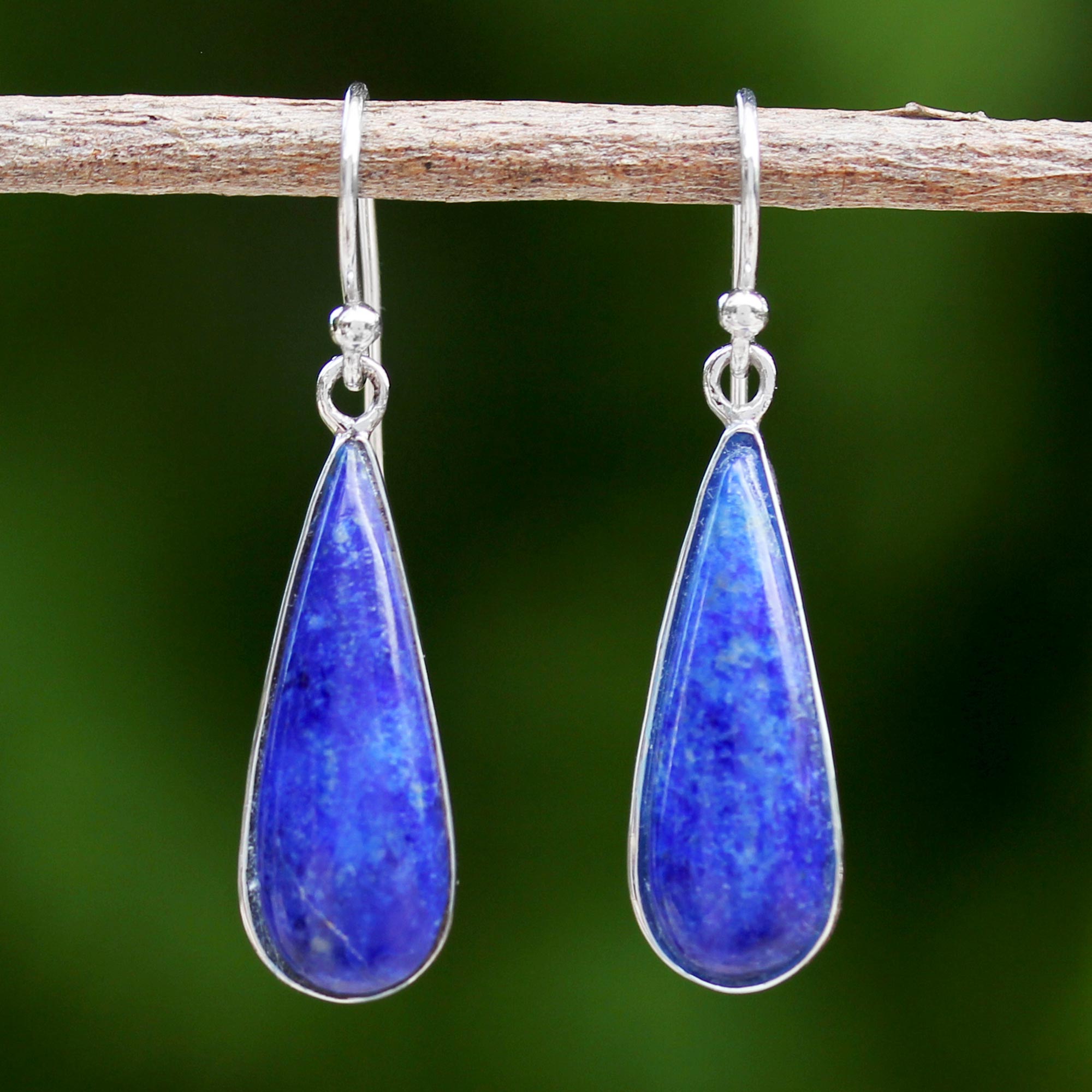 Premium Morning Raindrops Lapis Earrings - Handmade Luxury