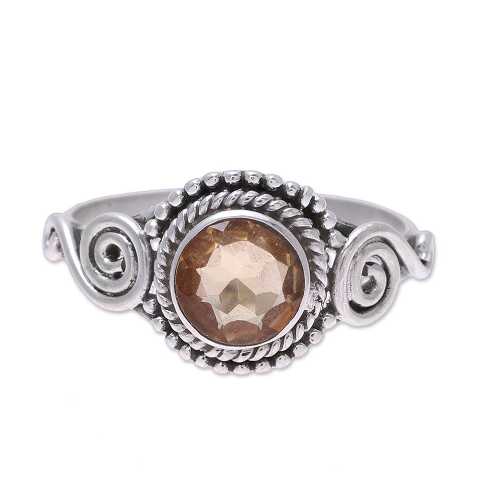 Premium Assam Allure Citrine Cocktail Ring – Handcrafted Sterling Silver Jewelry