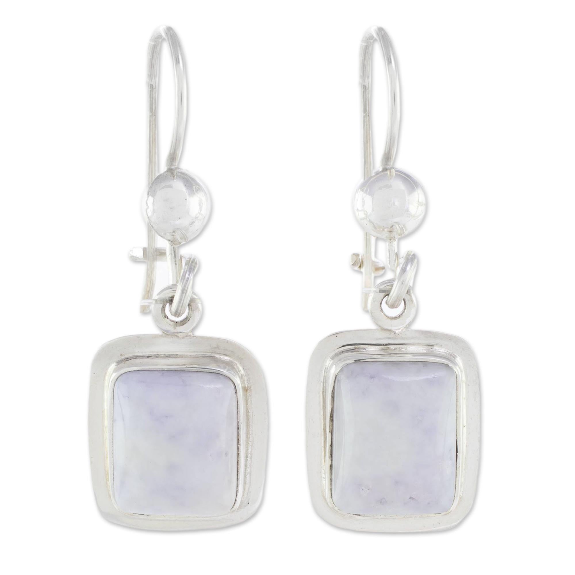 Premium Lilac Jade Modern Earrings - Fair Trade & Sterling Silver