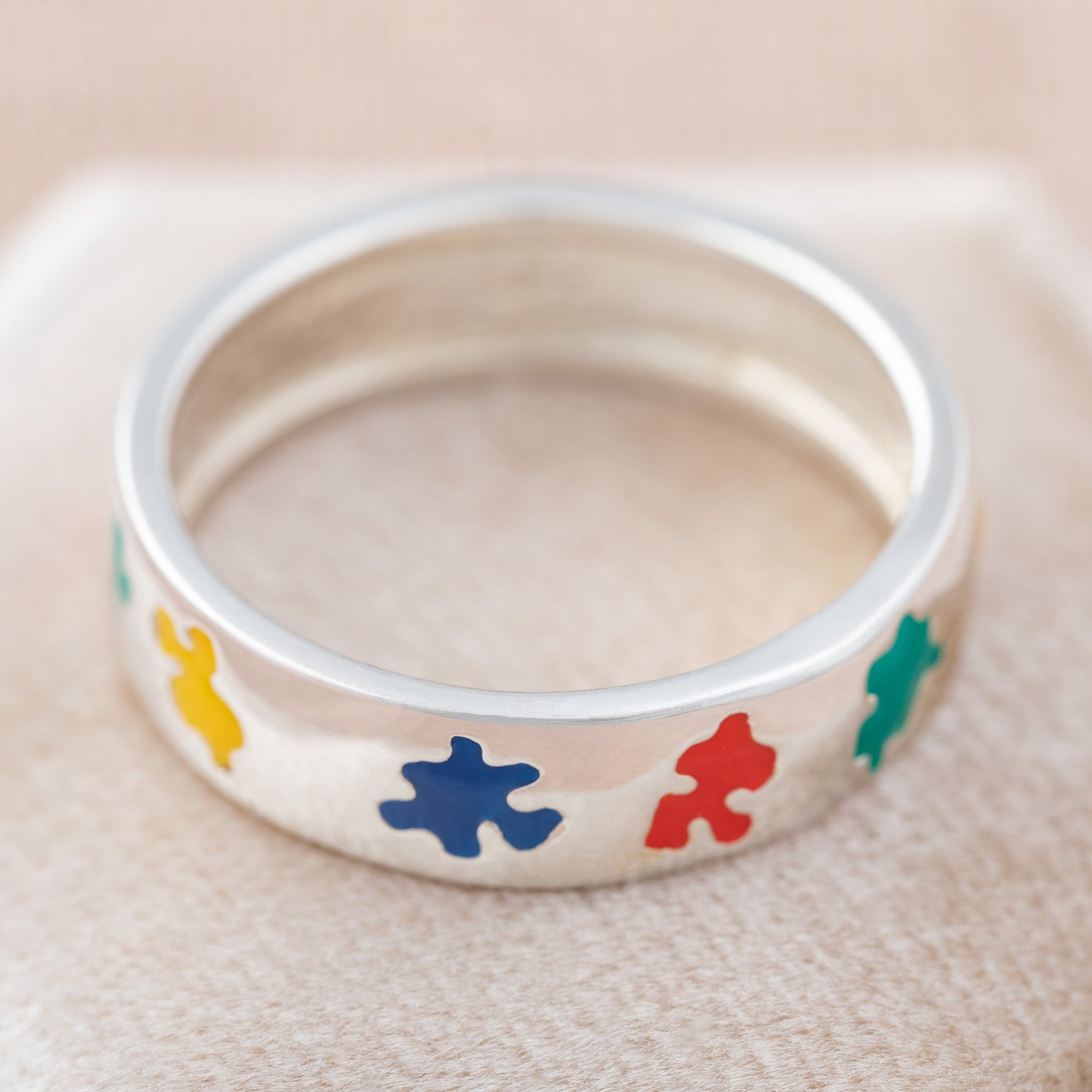 Premium Autism Awareness Sterling Silver Puzzle Ring