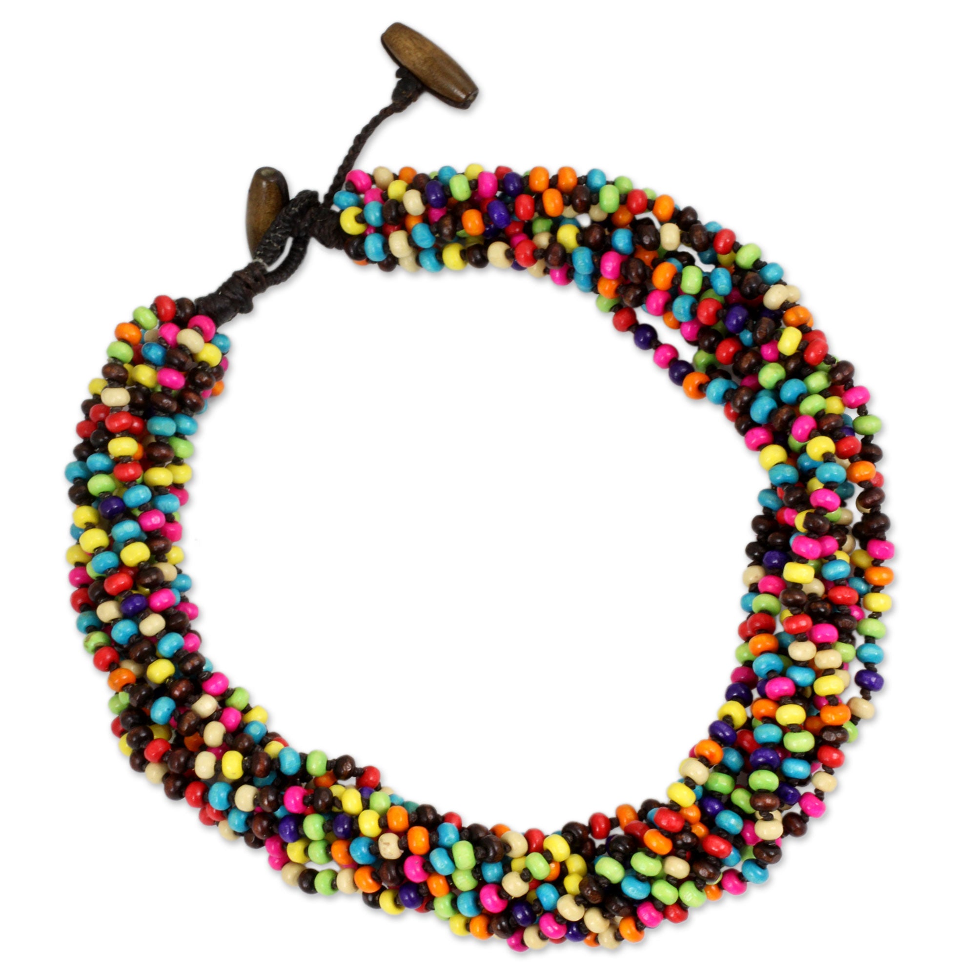 Premium Trang Belle Multicolor Wood Beaded Artisan Necklace - Handcrafted Elegance