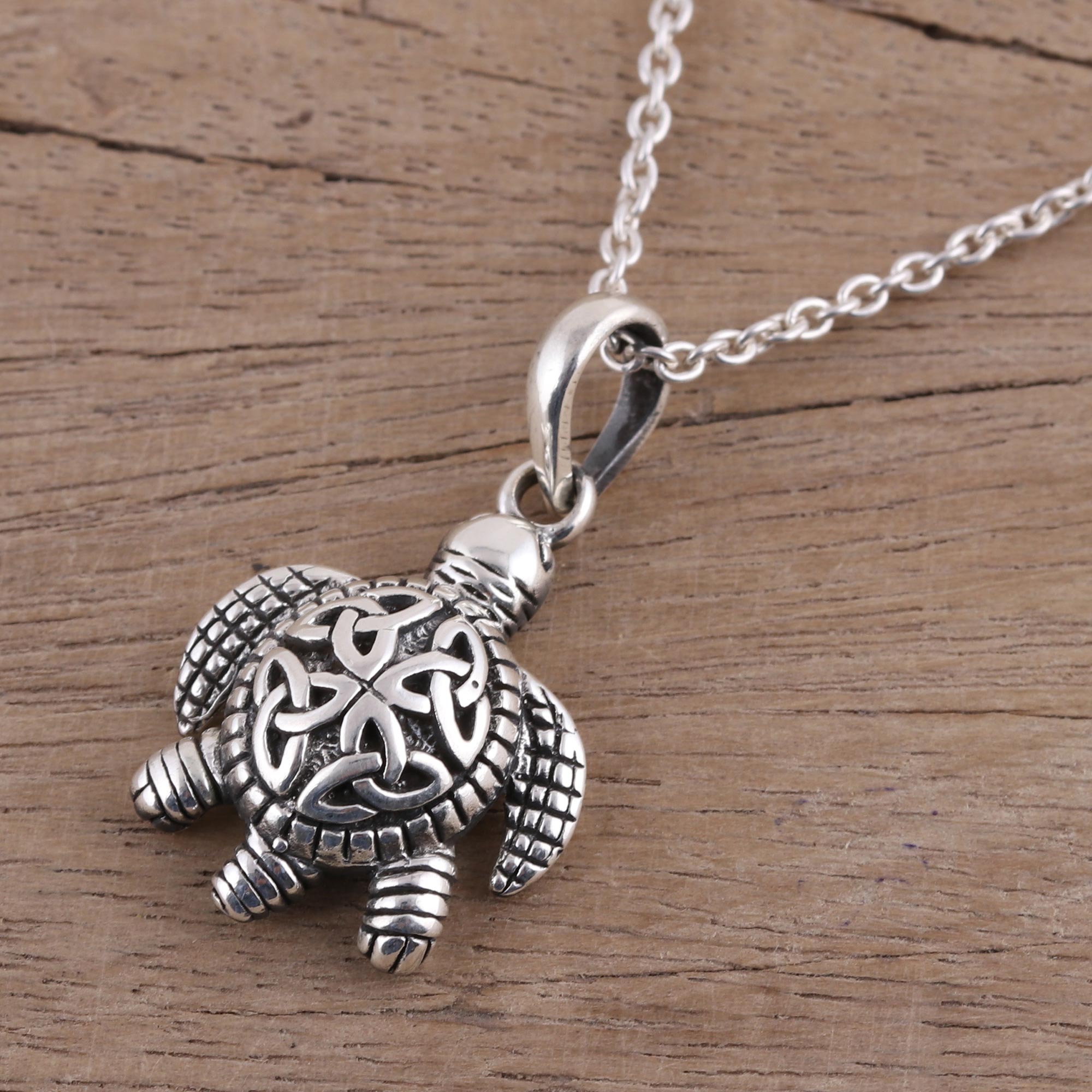 Premium Trinity Turtle Pendant Necklace - Sterling Silver Celtic Knot Design