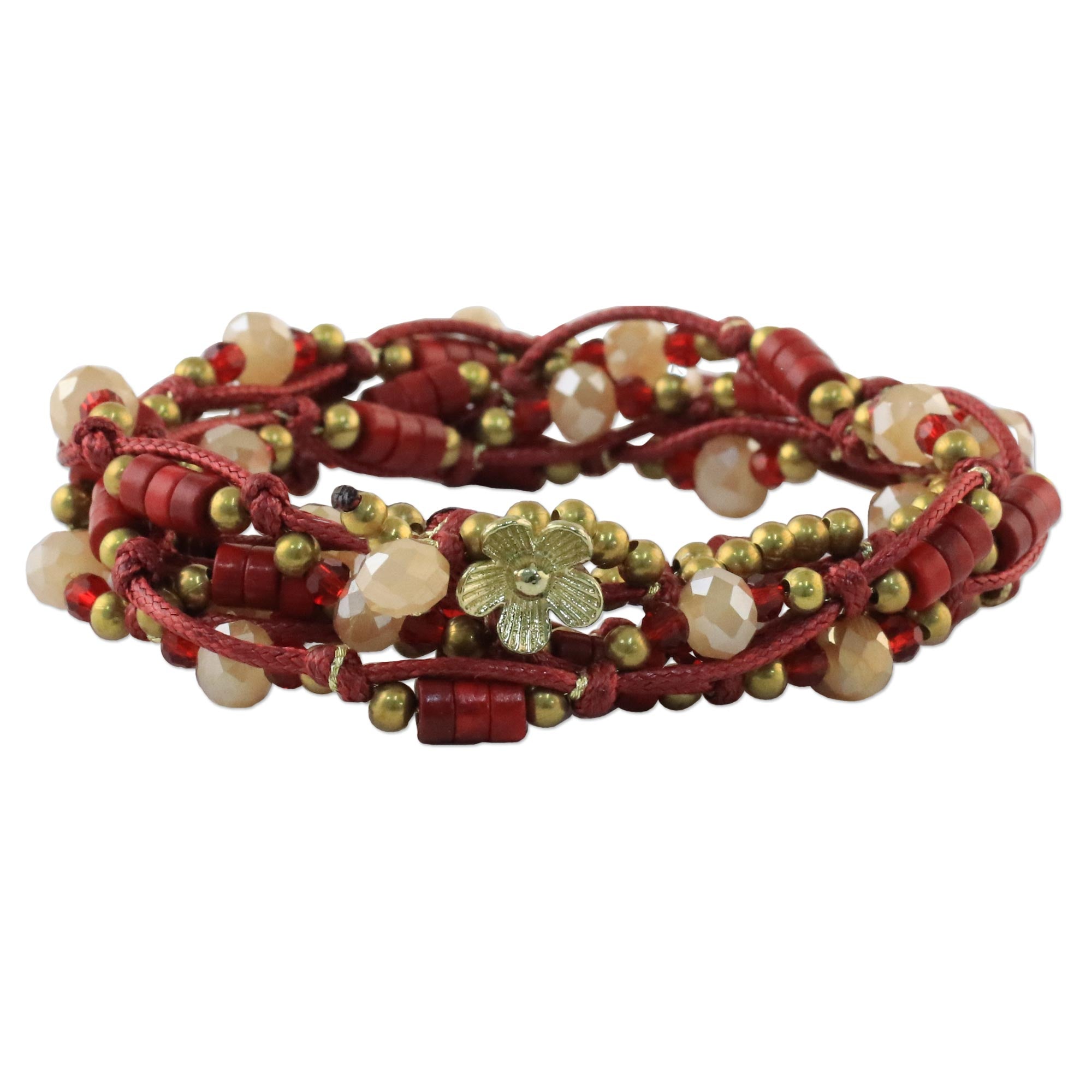 Premium Red Calcite Wrap Bracelet - Handcrafted Party Accessory from Thailand