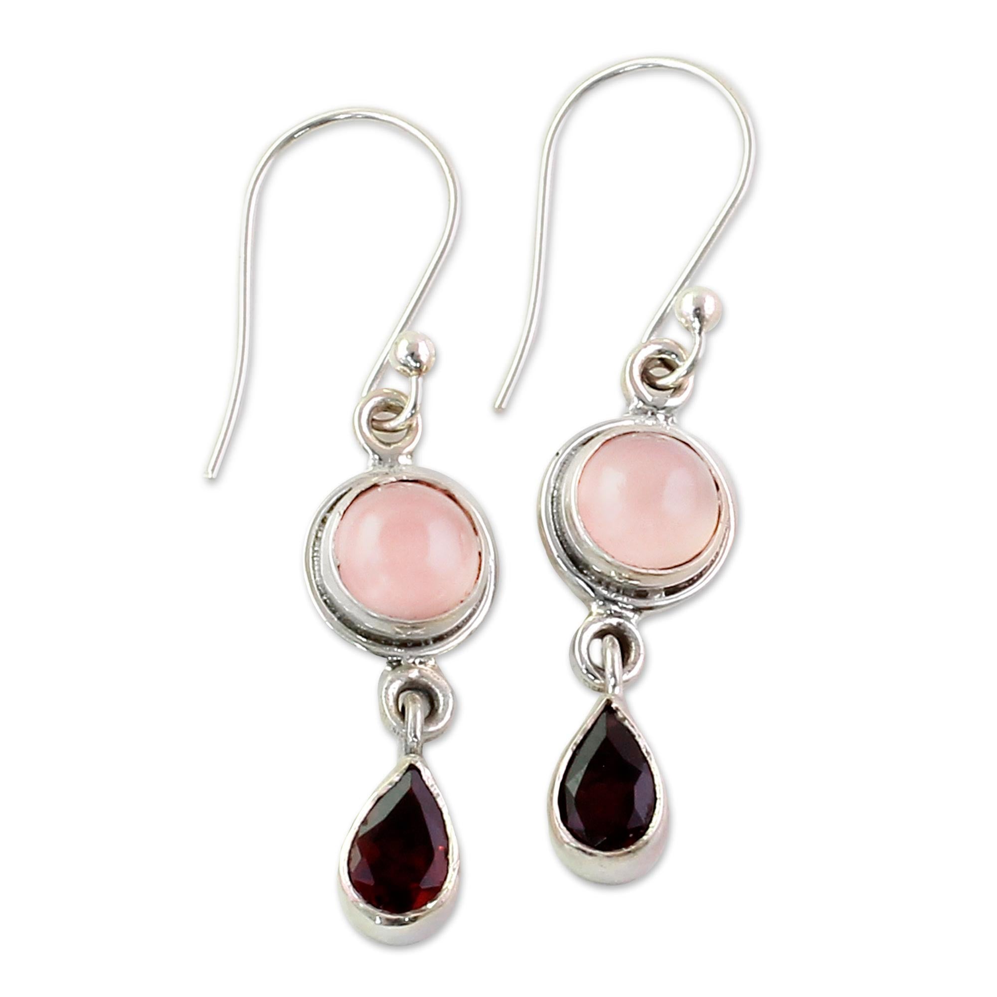 Premium Crimson Chalcedony & Garnet Dangle Earrings - Handmade Luxury