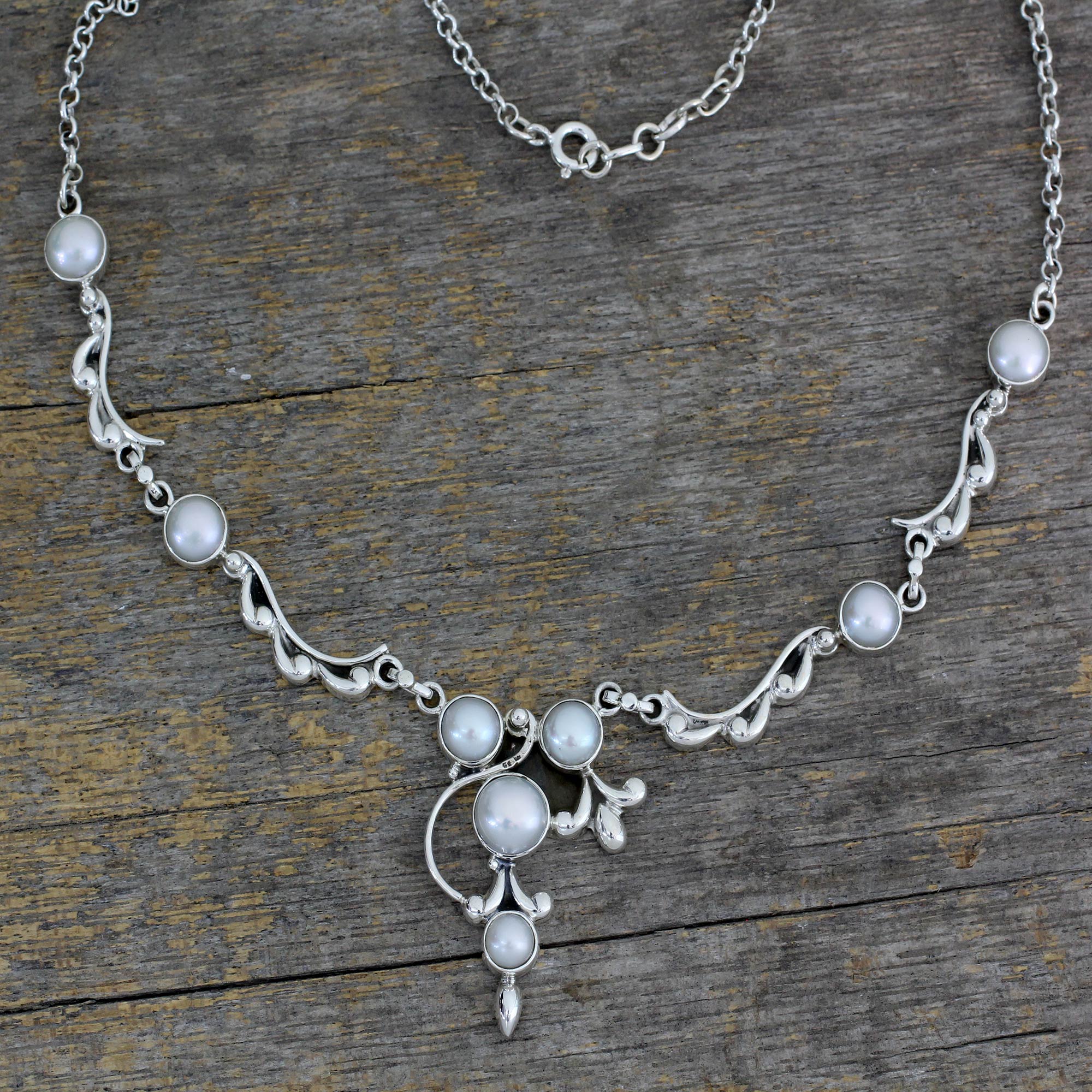 Elegant Cloud Song Pearl Necklace - Premium Sterling Silver Bridal Jewelry