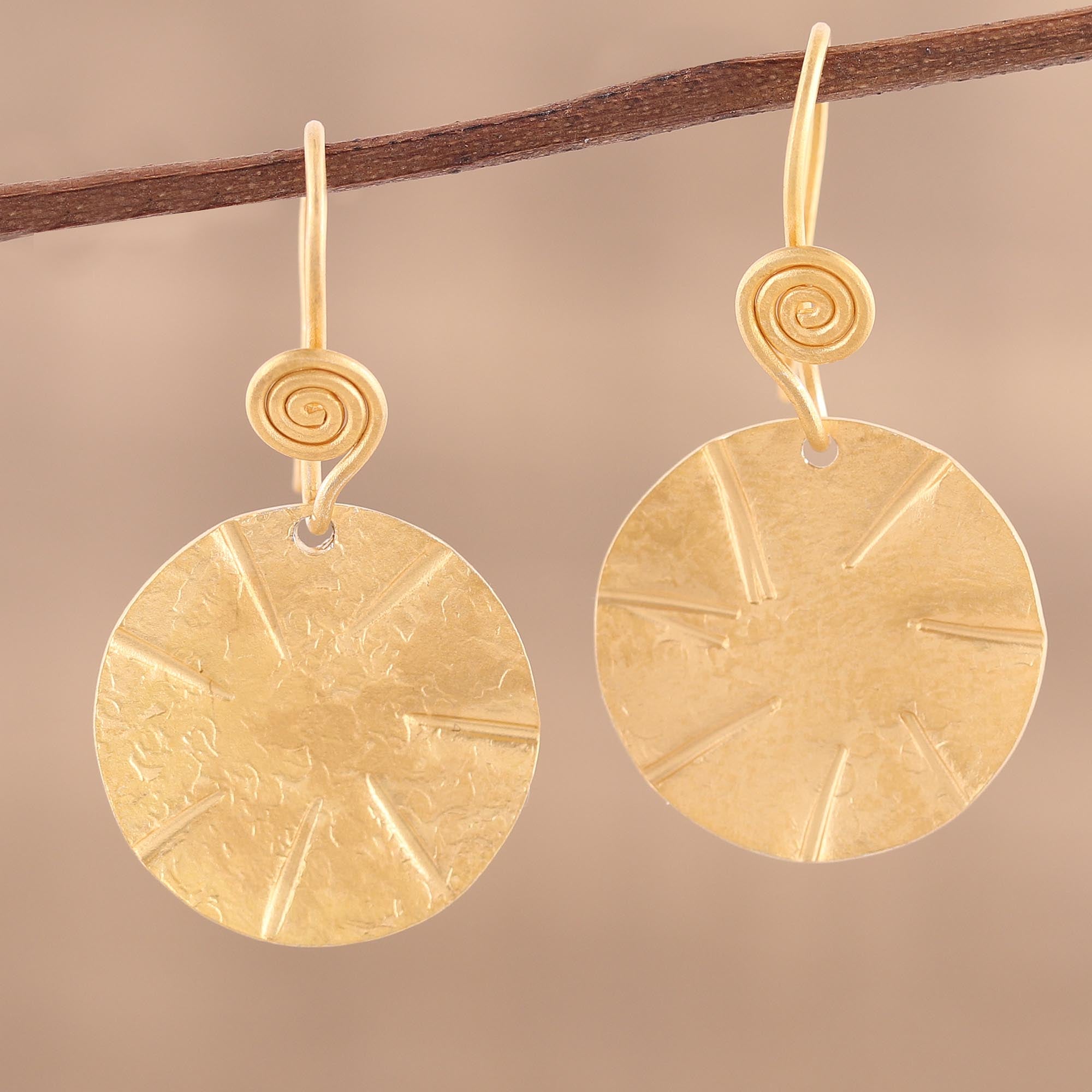 Premium Handcrafted 22k Gold Plated Discus Dangle Earrings - Ultimate Statement Jewelry