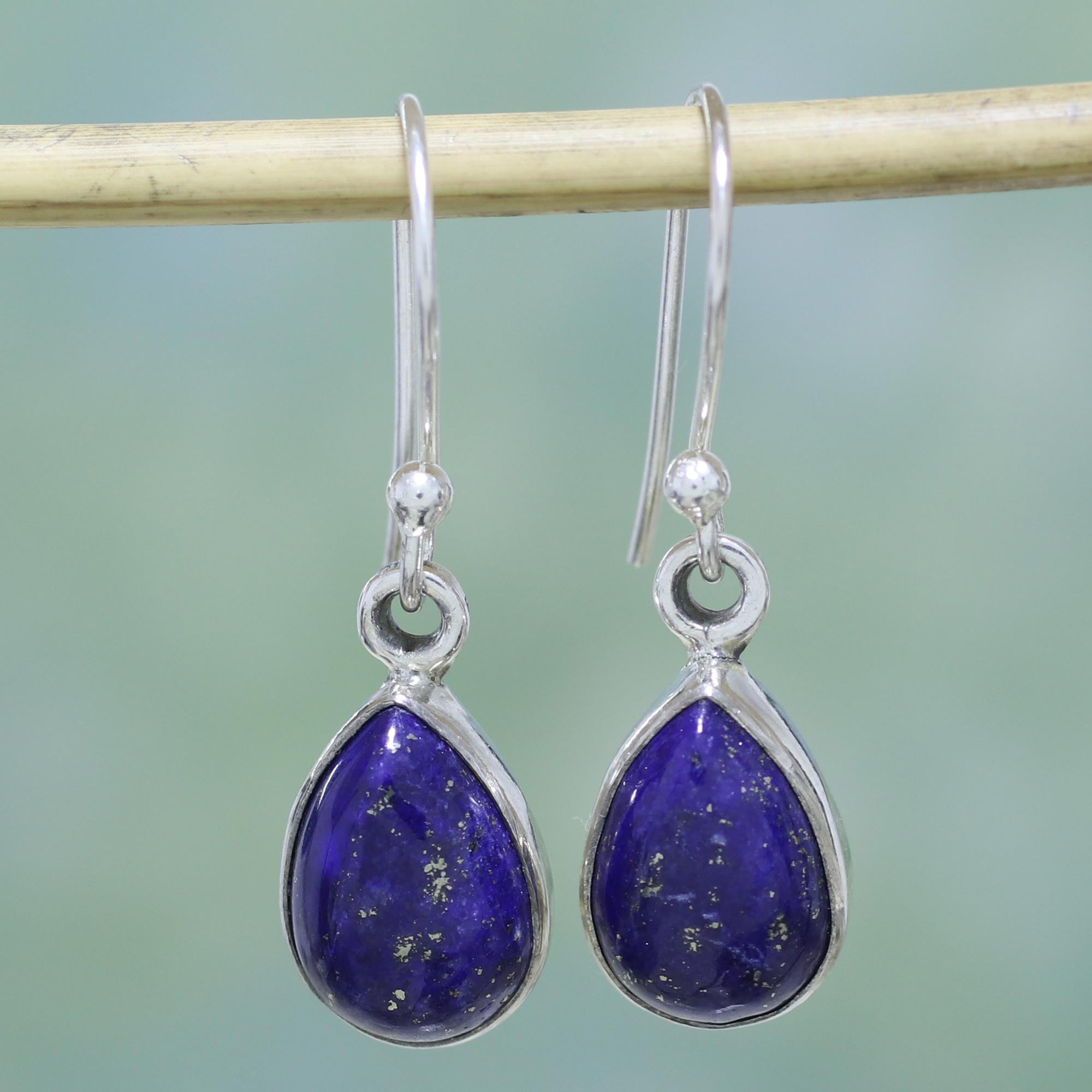 Premium Lapis Lazuli & Silver Dangle Earrings - Handcrafted Elegance