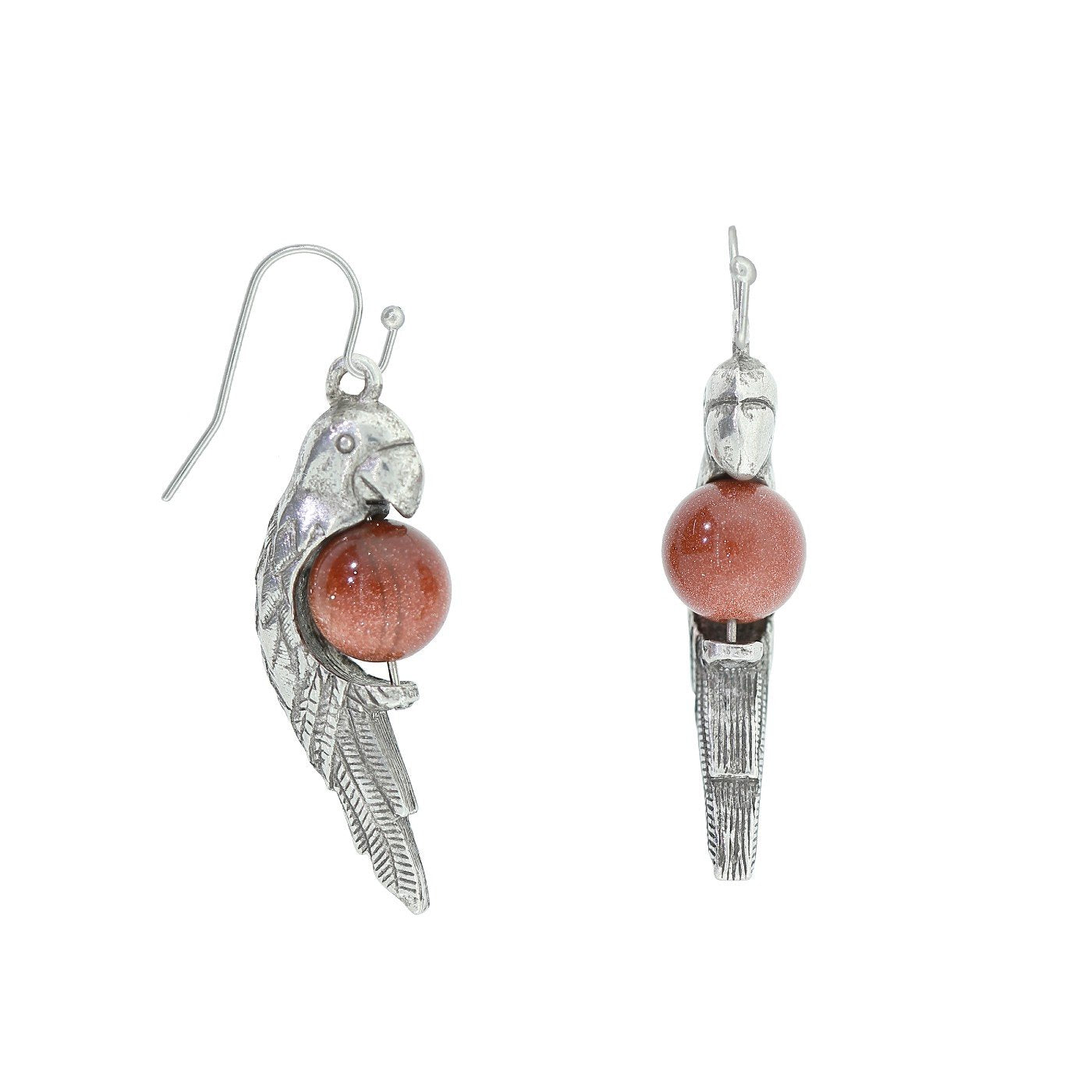 Premium 1928 Jewelry® Pewter Parrot Earrings with Goldstone Beads