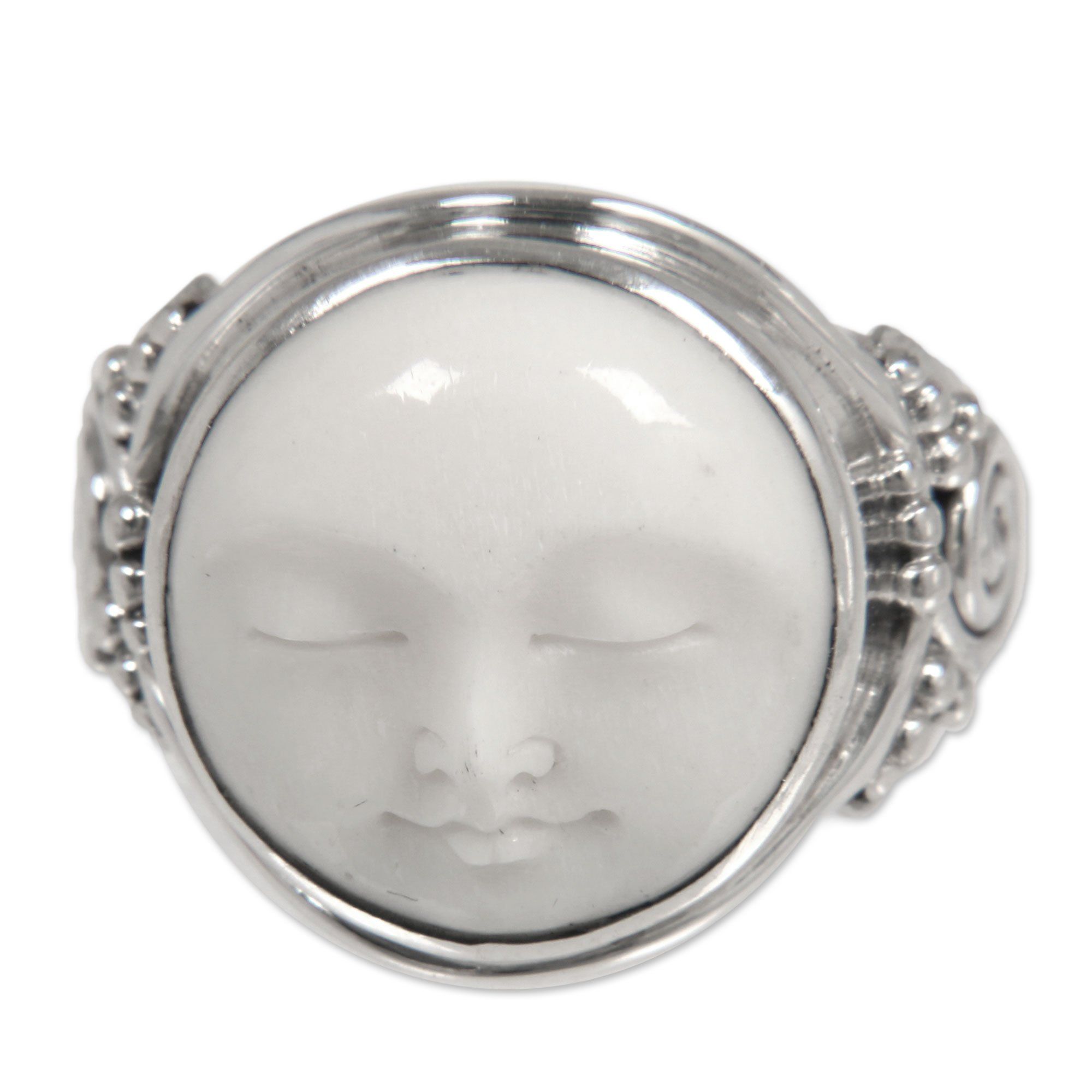 Premium Moon Face Sterling Silver Cocktail Ring – Ultimate Elegance