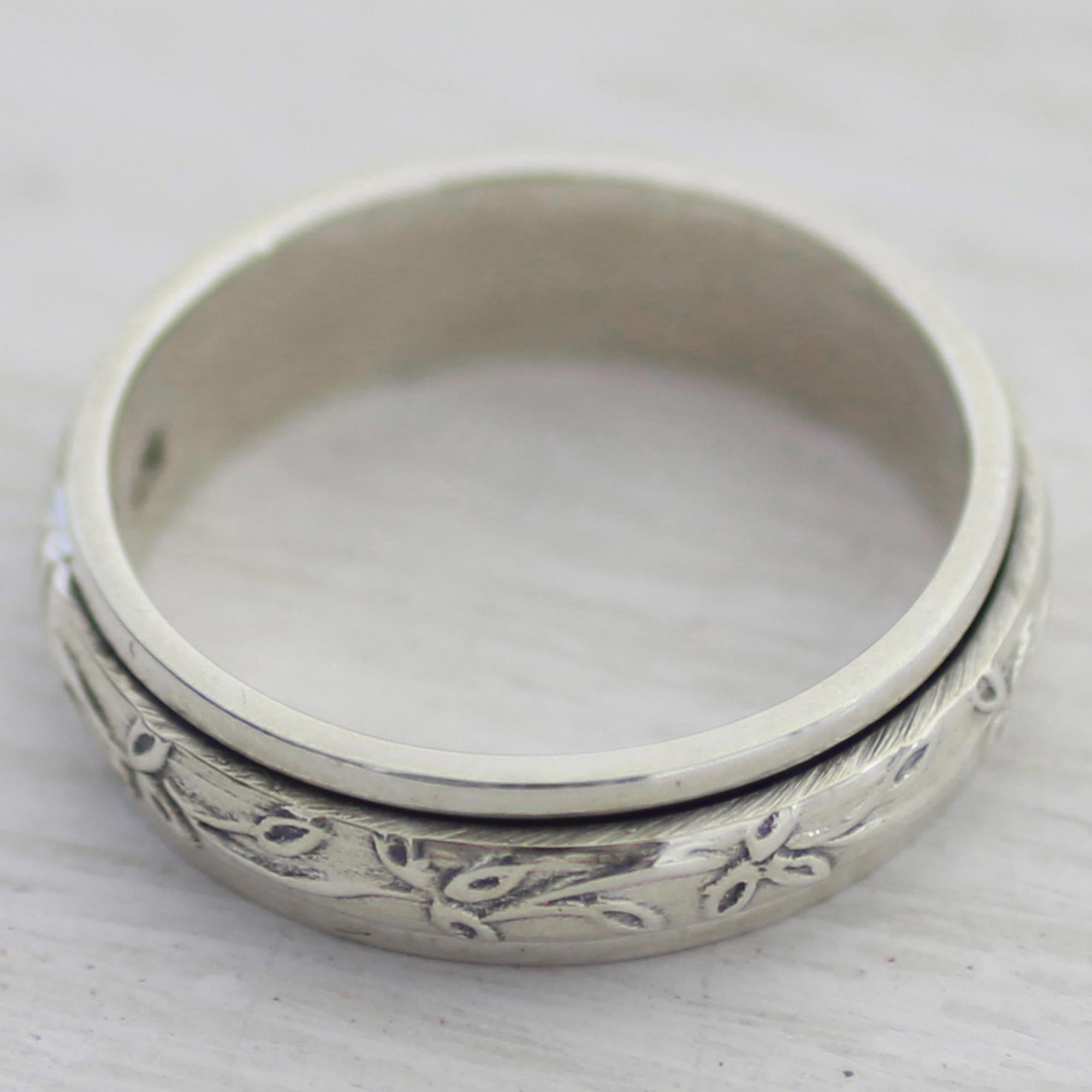 Premium Sterling Silver Spinner Ring - Nature's Meditation