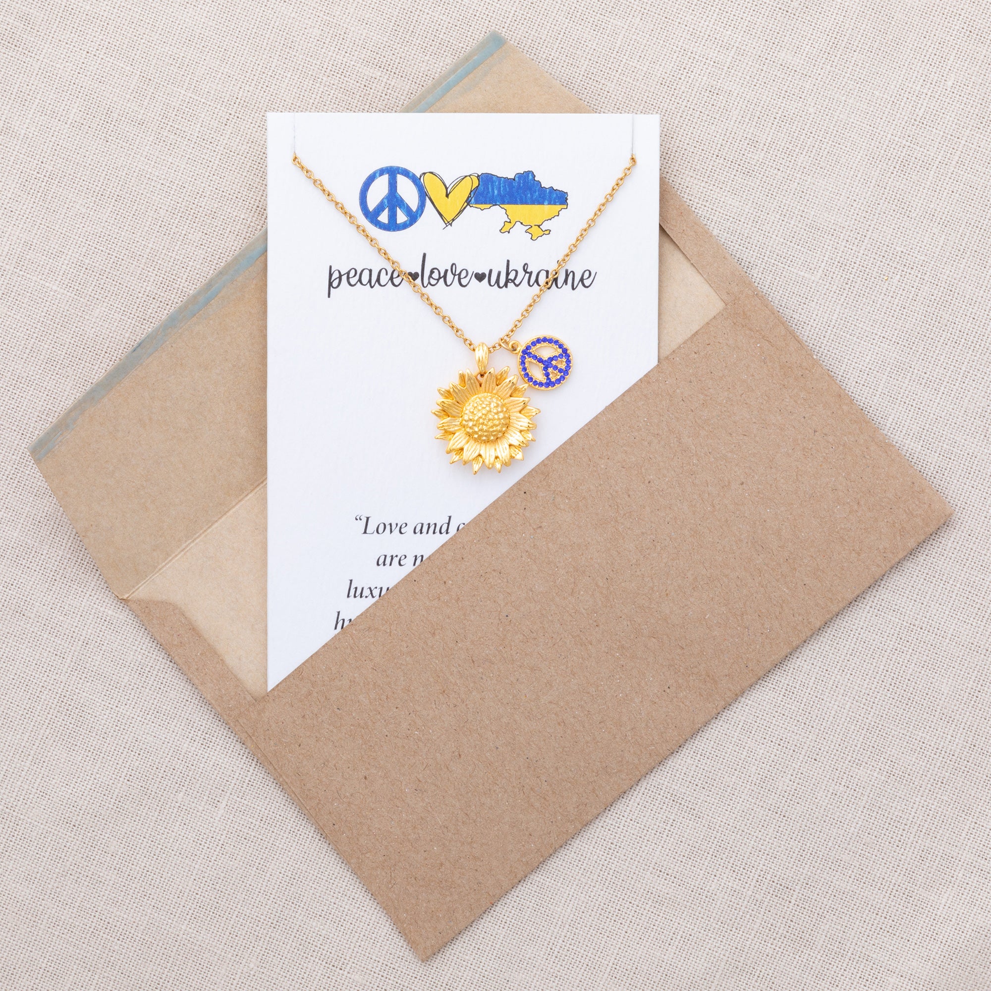 Premium Peace for Ukraine Gold-Plated Necklace - Symbol of Hope & Support