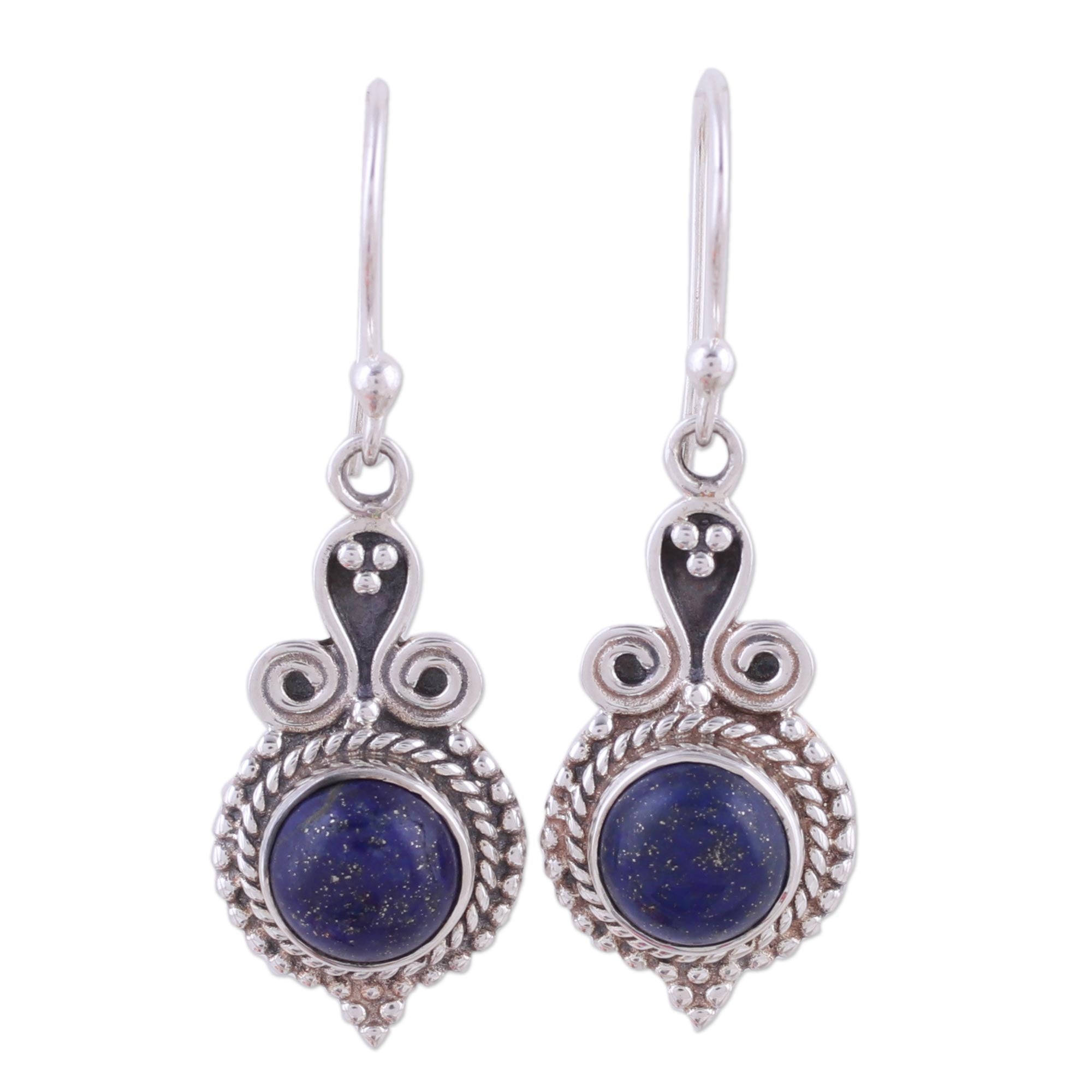 Premium Grand Delhi Blue 925 Sterling Silver & Lapis Lazuli Earrings - Ultimate Indian Jewelry