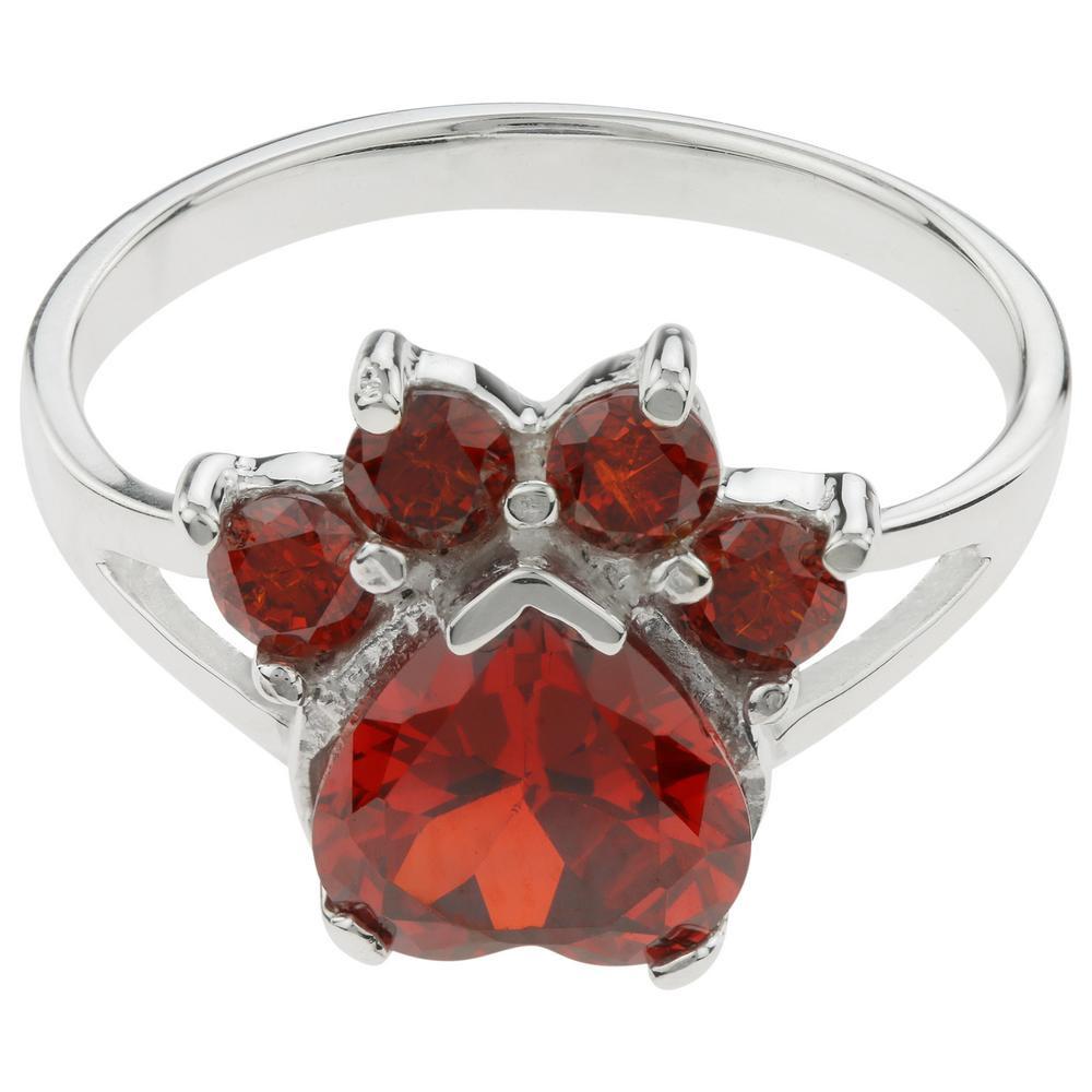 Premium Paw Print Birthstone Sterling Silver Ring | Fair Trade & Handmade