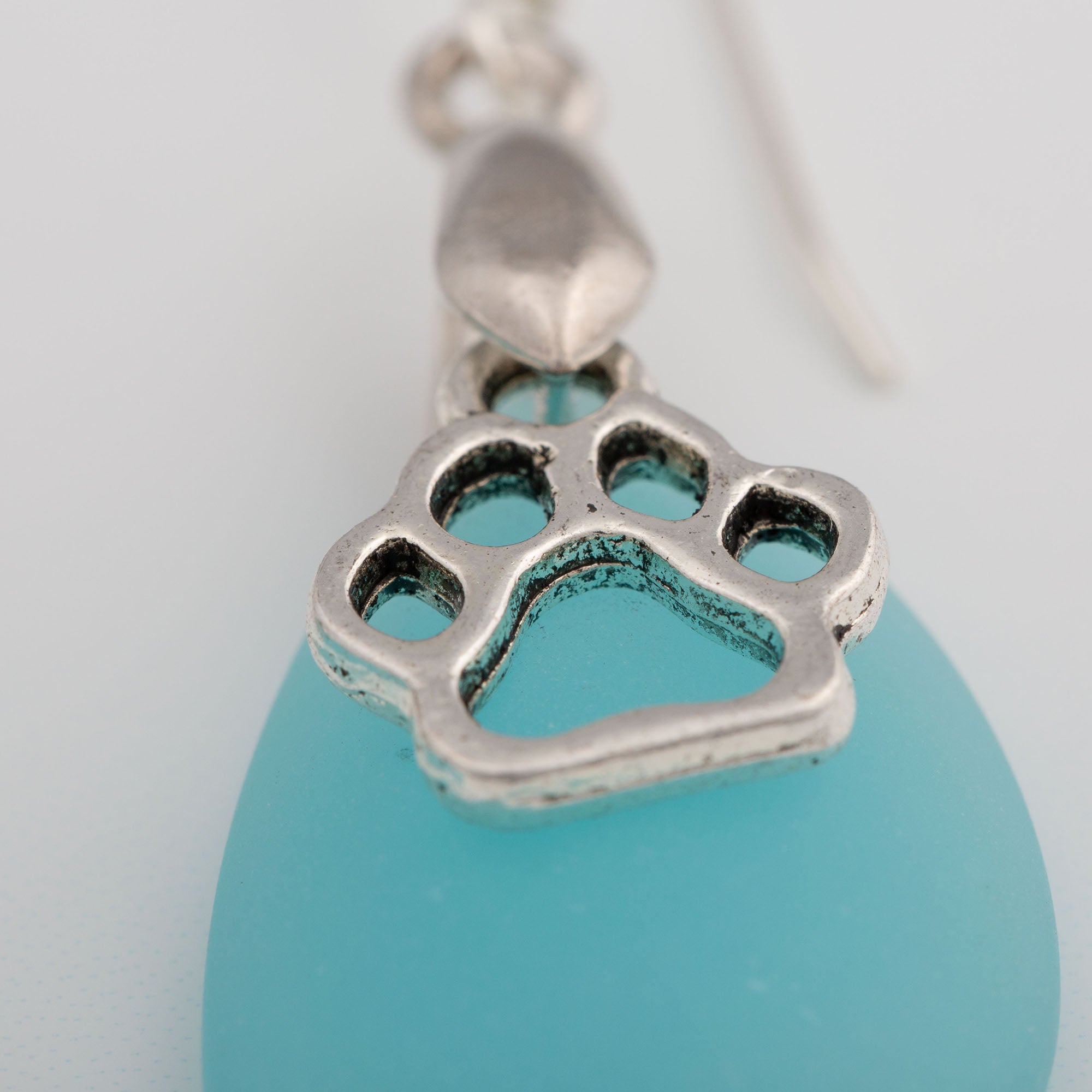 Premium Paw Print Sea Glass Earrings - Handcrafted in the U.S.A.