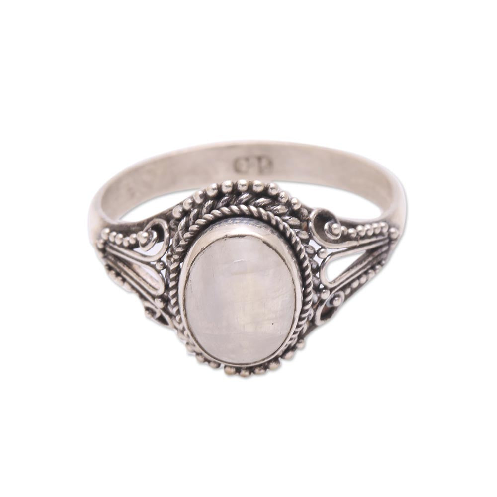 Premium Princess Gem Handmade Rainbow Moonstone Ring - Bali Artisan Crafted