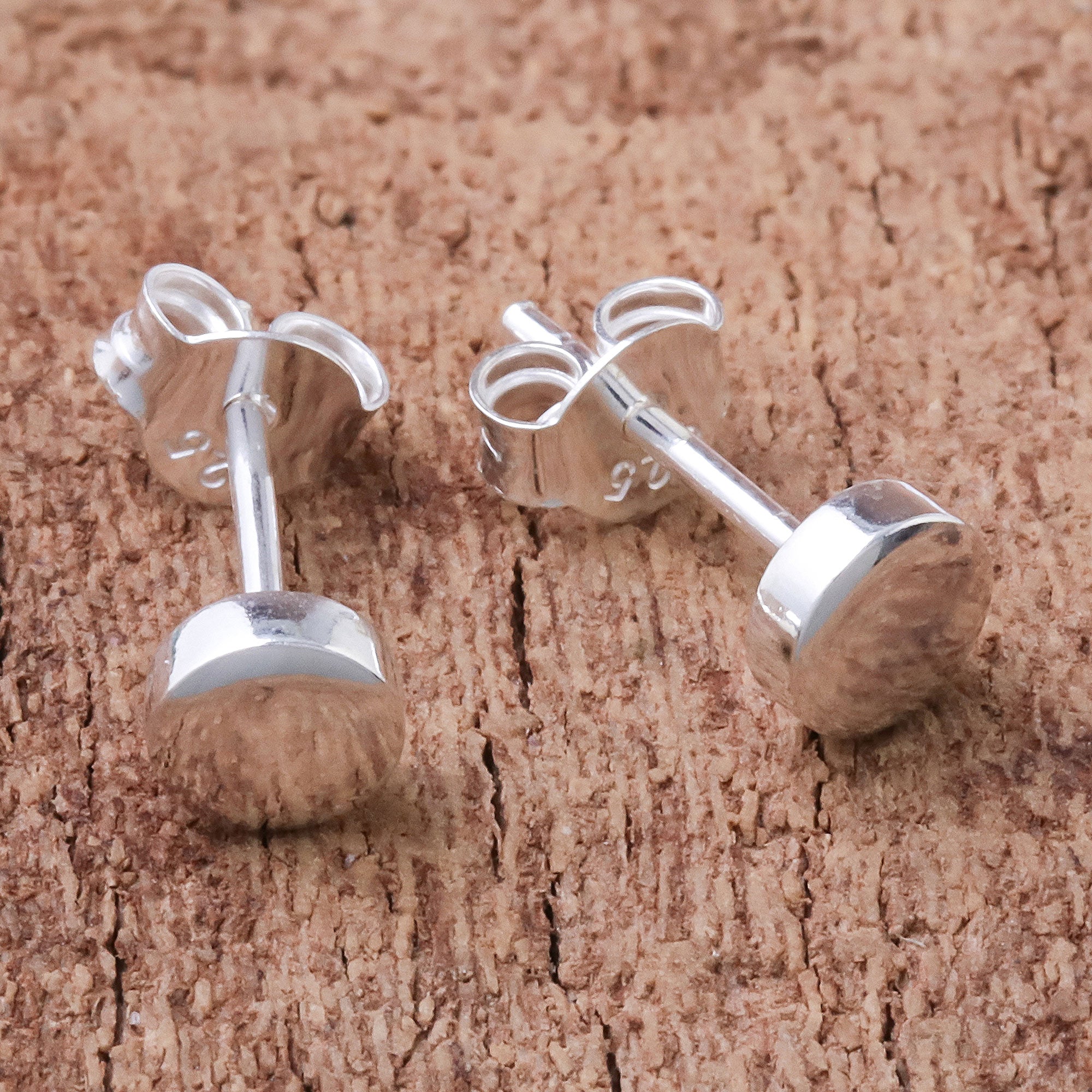 Premium Round Sterling Silver Stud Earrings - Handcrafted in Thailand