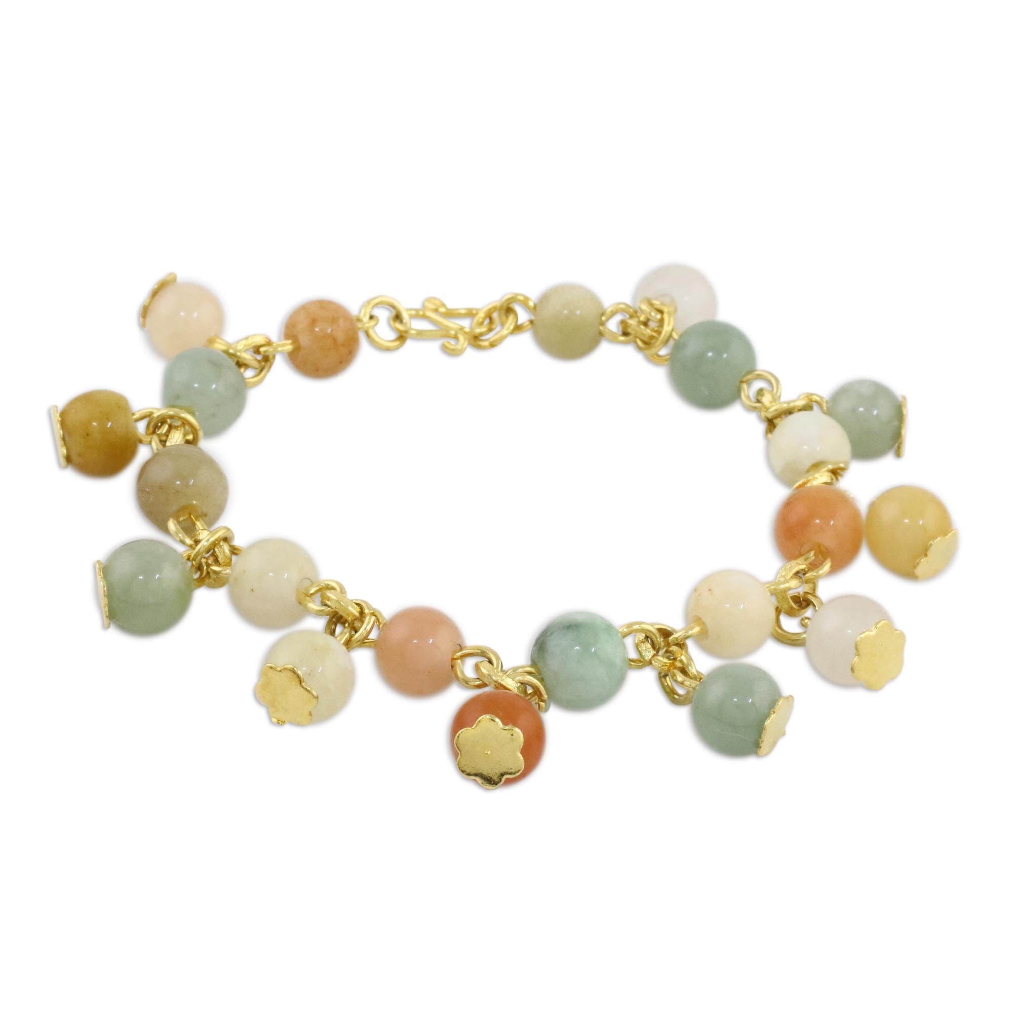 Premium Sweet Jade 18K Gold Plated Bracelet with Hook Clasp | Timeless Elegance