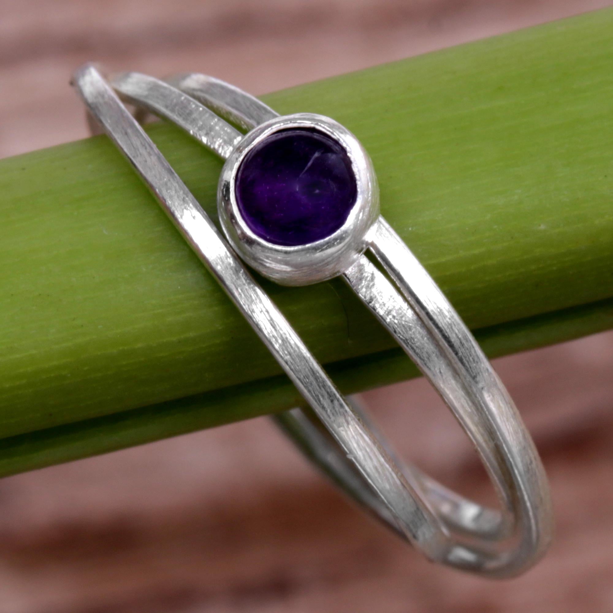 Premium Amethyst Solitaire Ring - Handcrafted Sterling Silver Jewelry